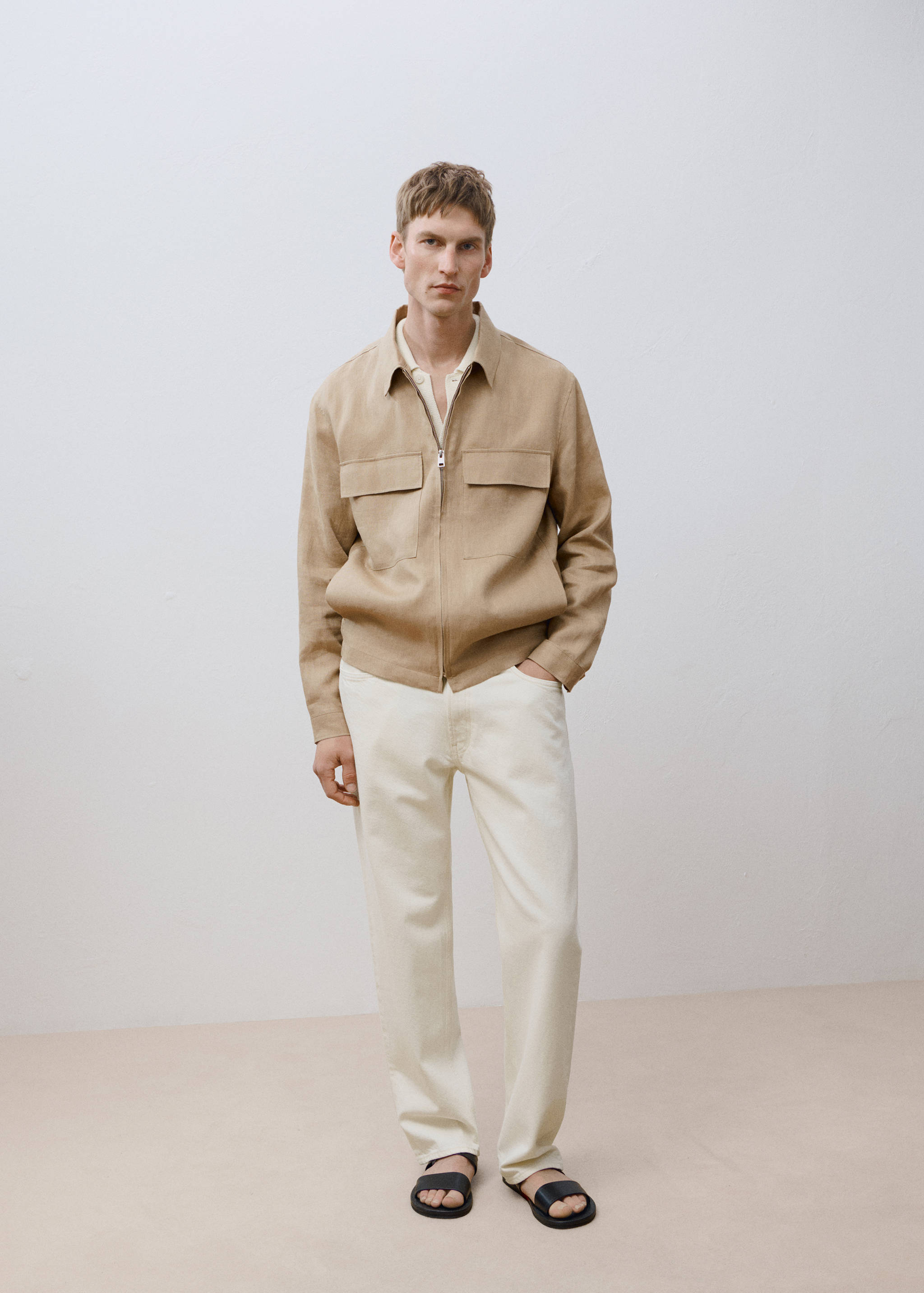 100% linen jacket with pockets - Details of the article 5