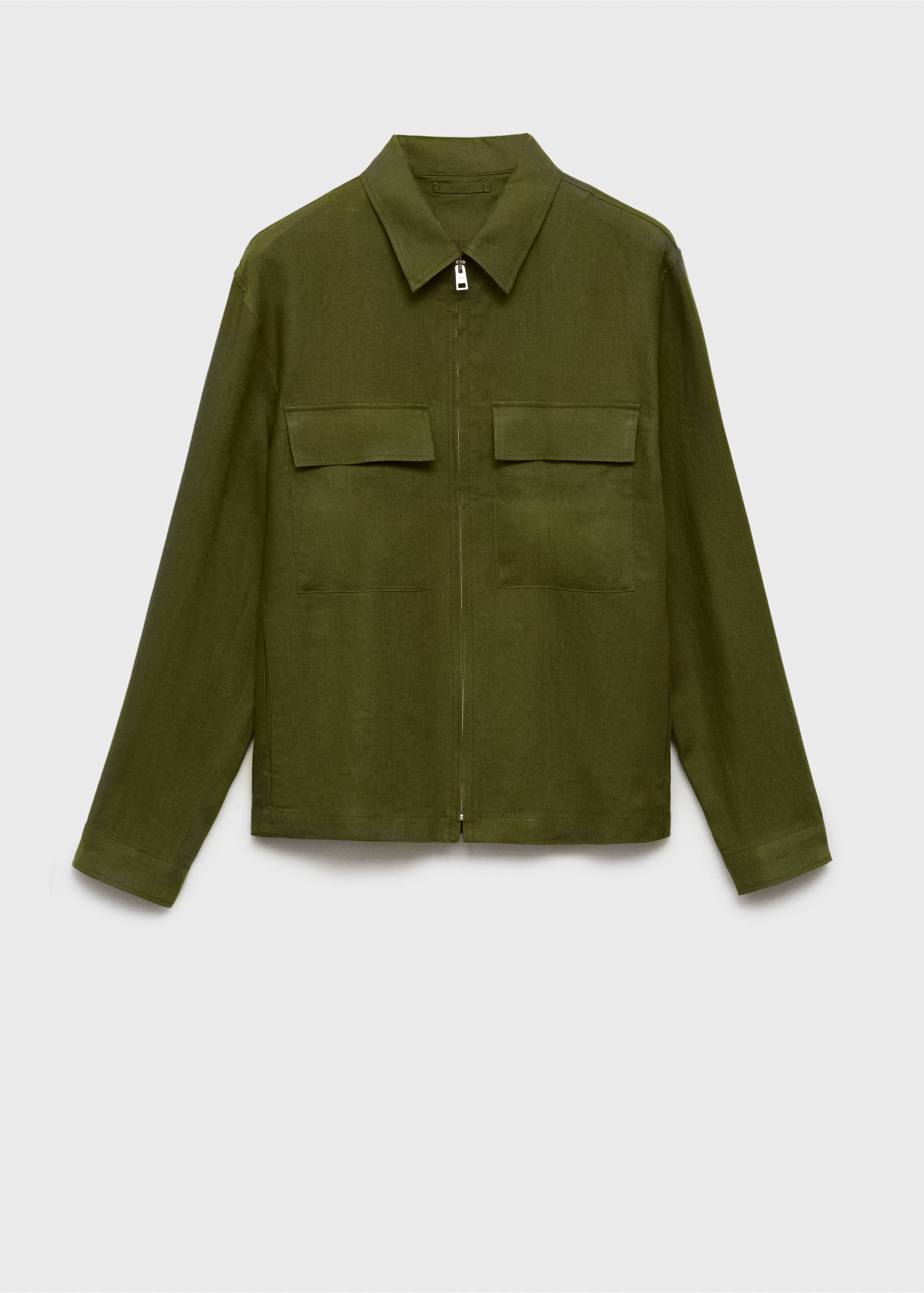 Veste 100 % lin poches - Article sans modèle, Vert. Ref: 87025919-00.