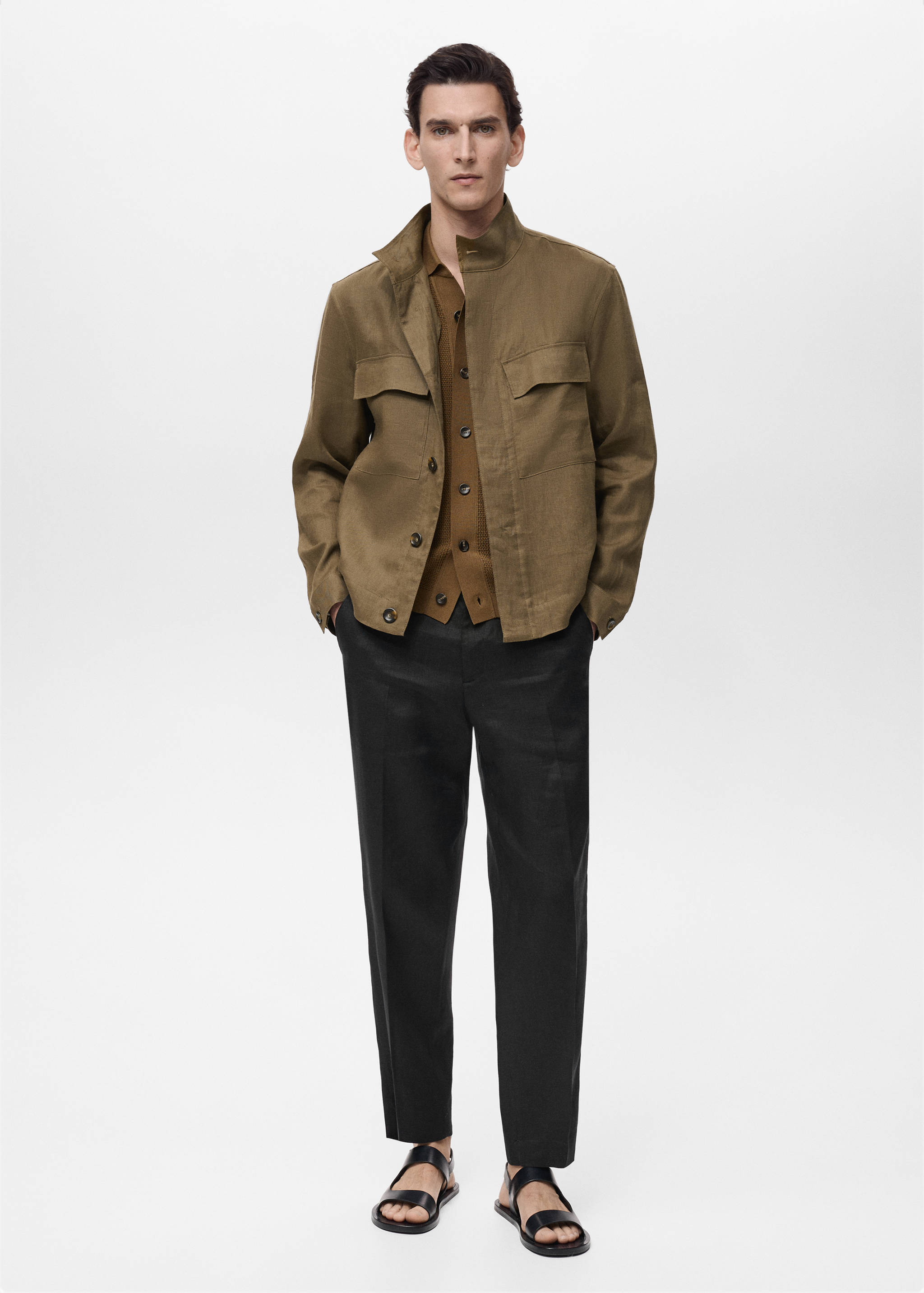 100% linen turtleneck jacket - General plane