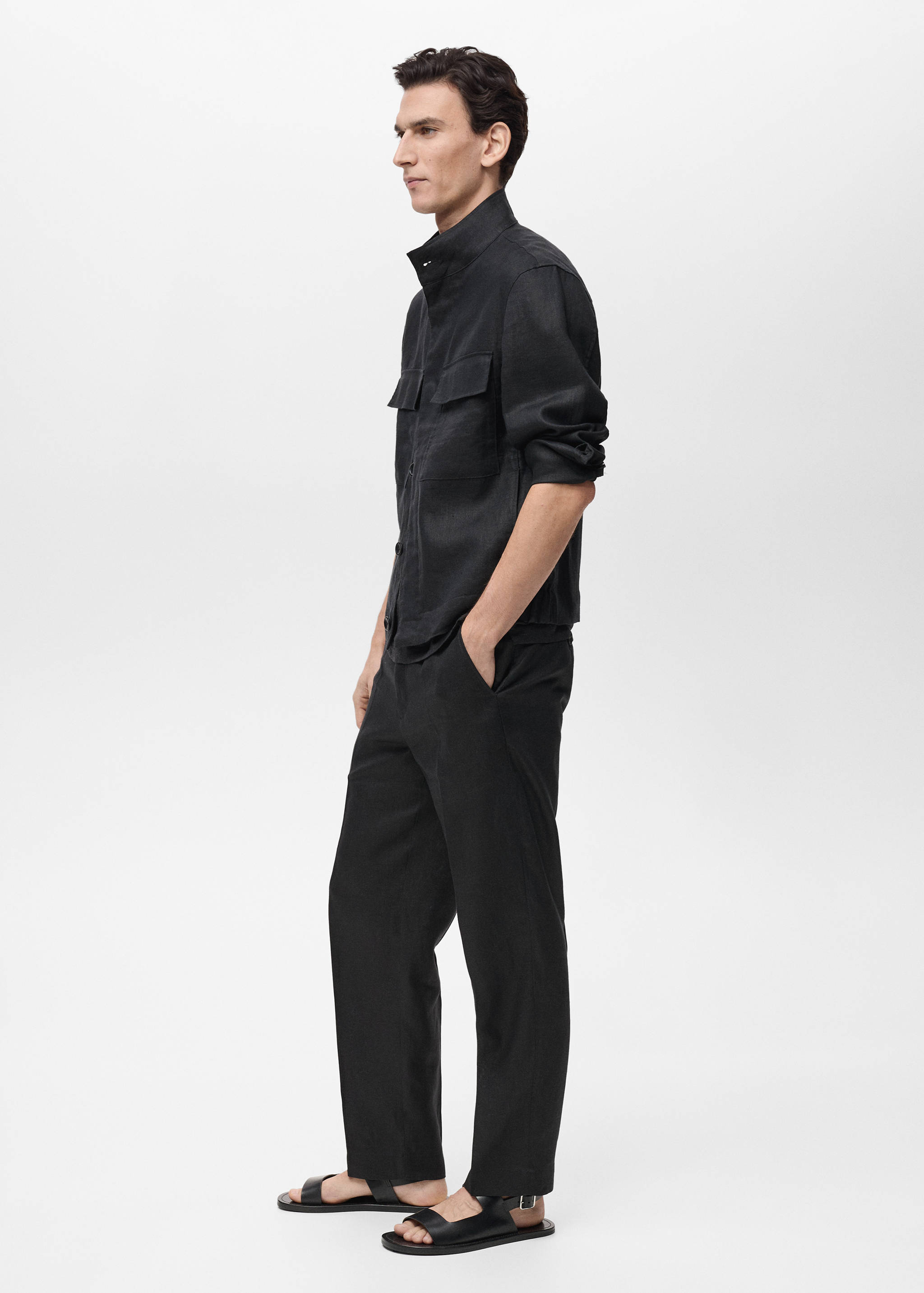 Jacke aus 100 % Leinen mit hohem Kragen - Detail des Artikels 2