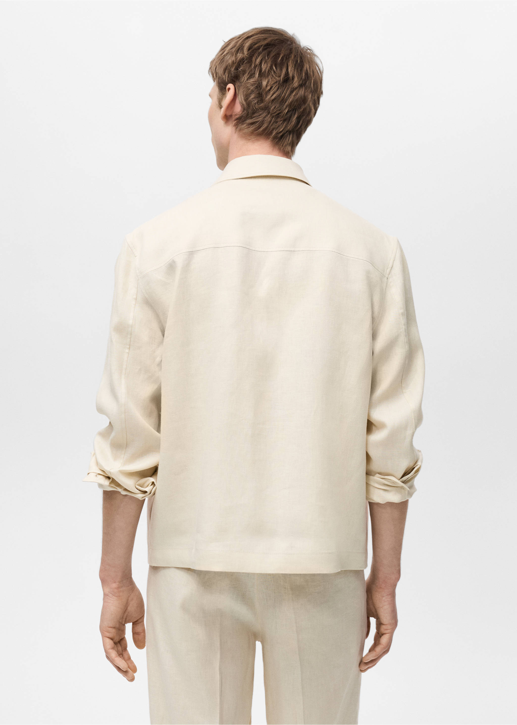 100% linen jacket with zip - Reverse of the article, Ivory White. Ref: 87025921-00.