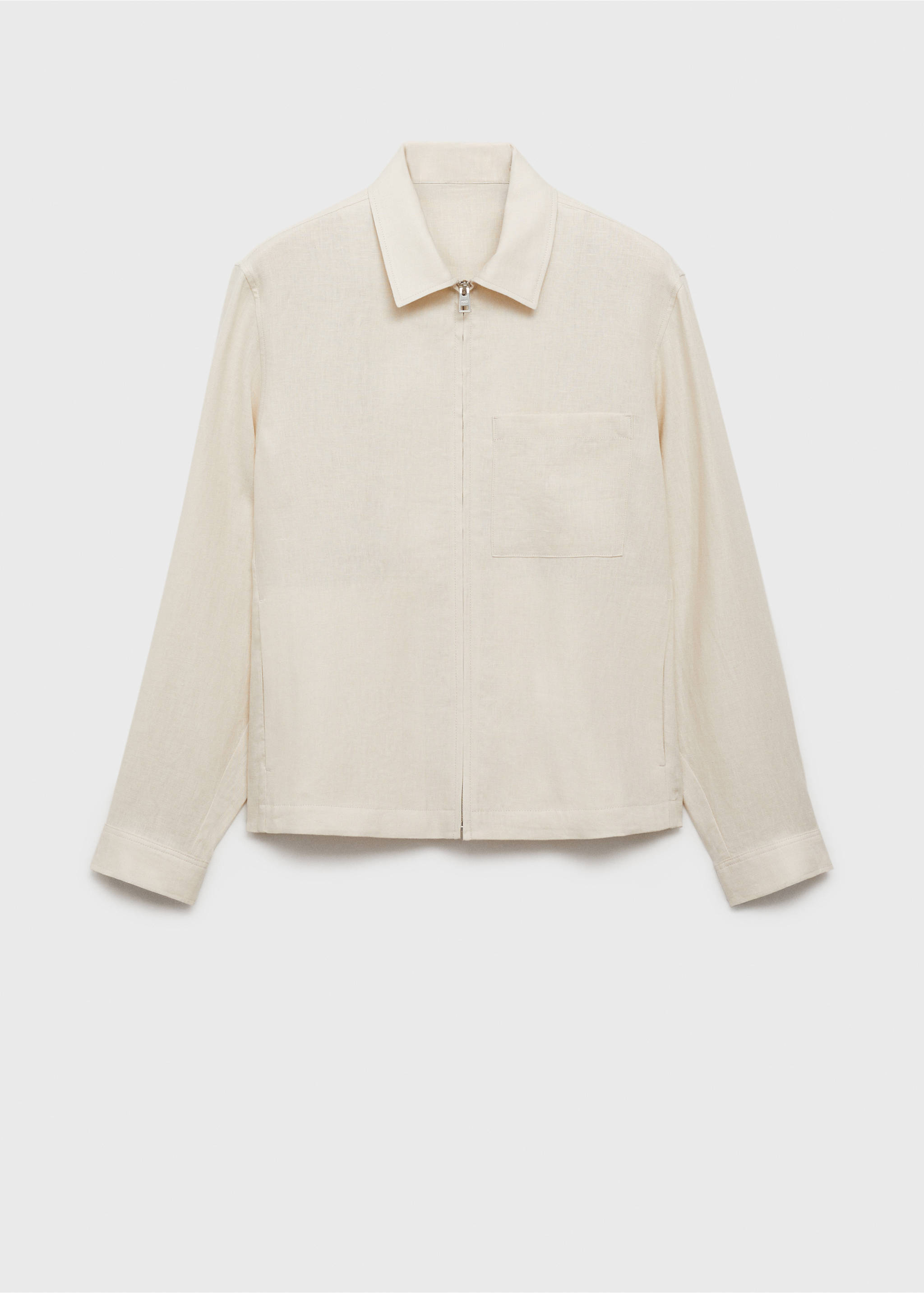 100% linen jacket with zip - Article without model, Ivory White. Ref: 87025921-00.