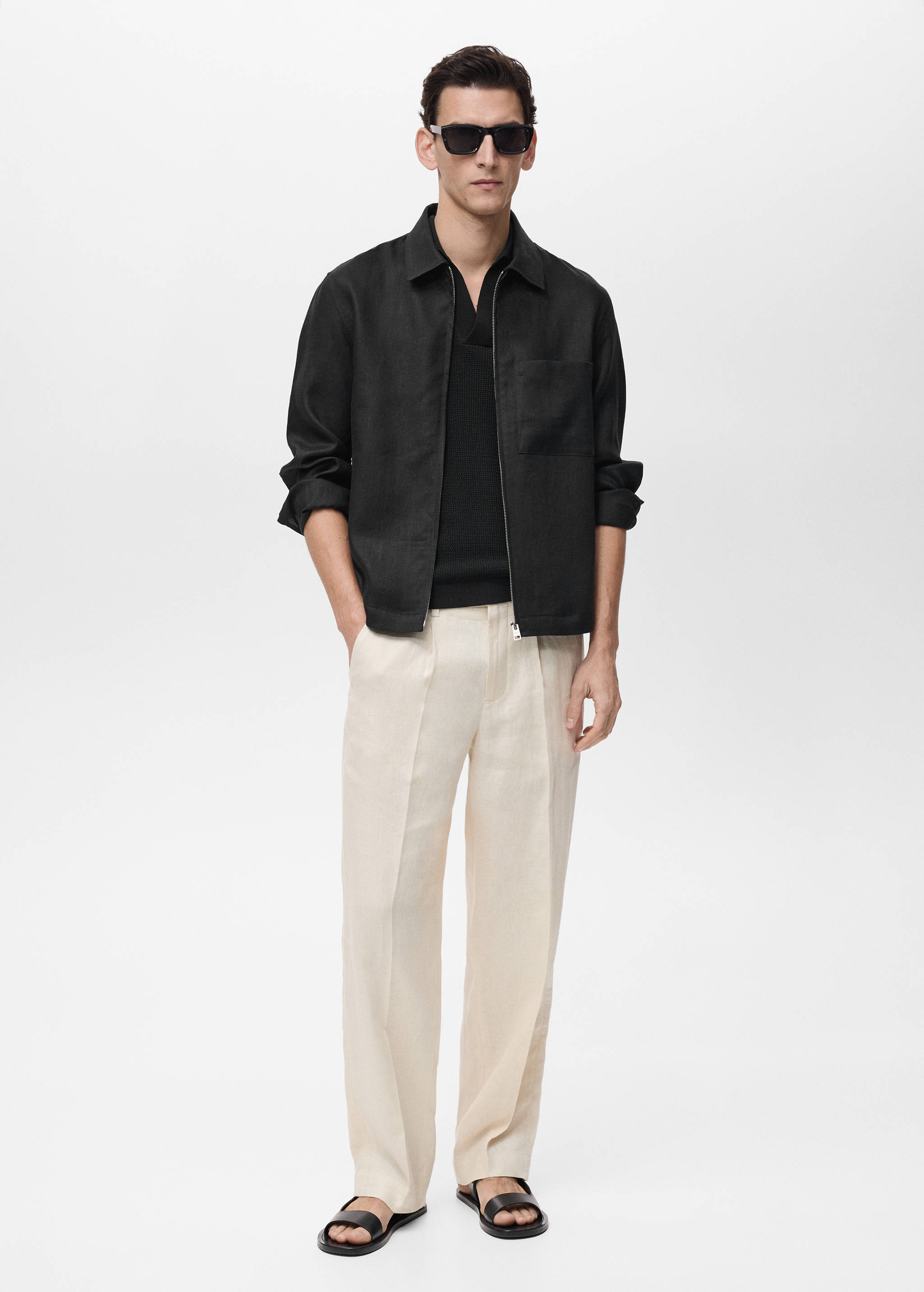 Veste 100 % lin fermeture Éclair - Plan général