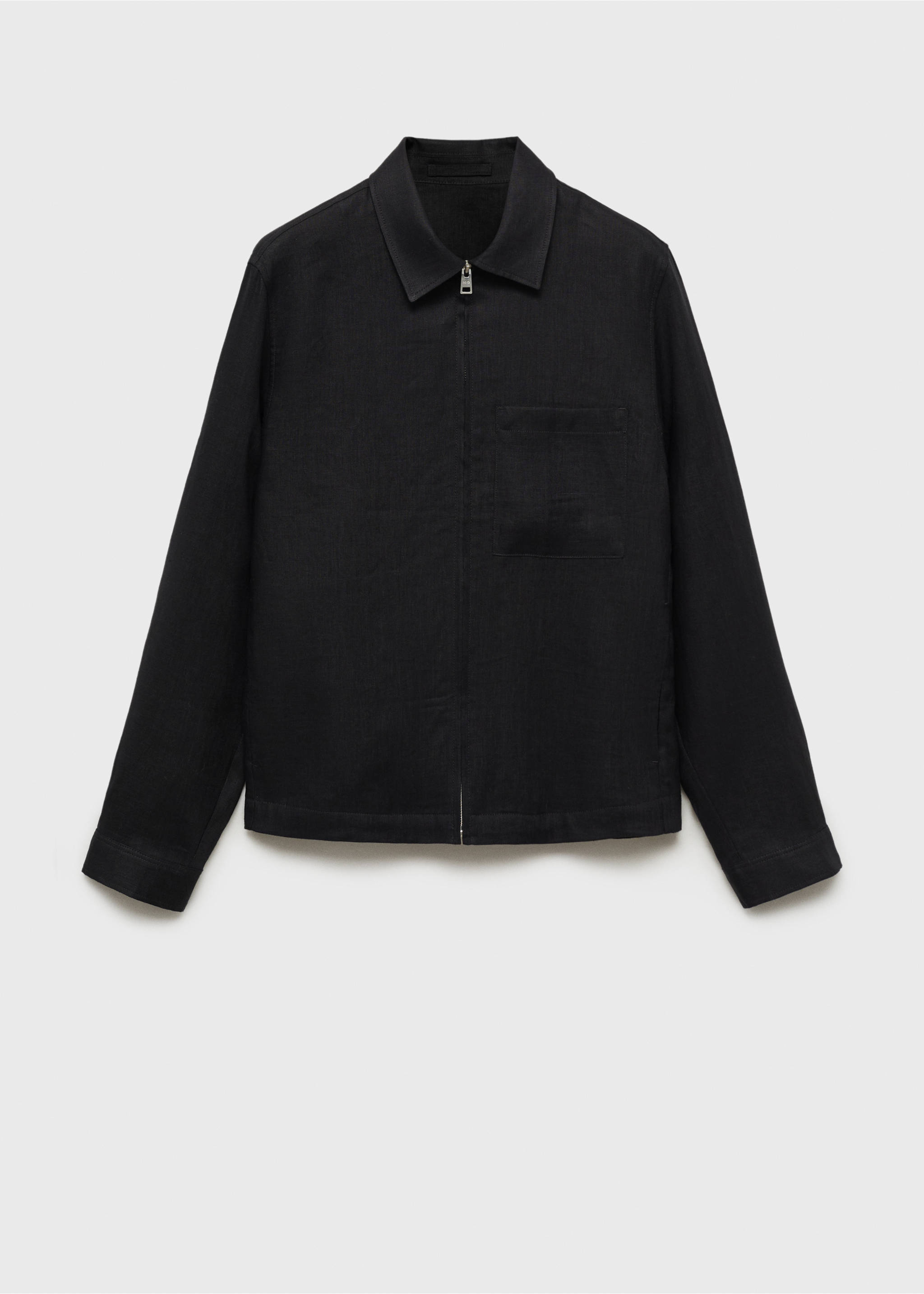 Jacke aus 100 % Leinen mit Reißverschluss - Artikel ohne Model, Schwarz. Ref: 87025921-00.