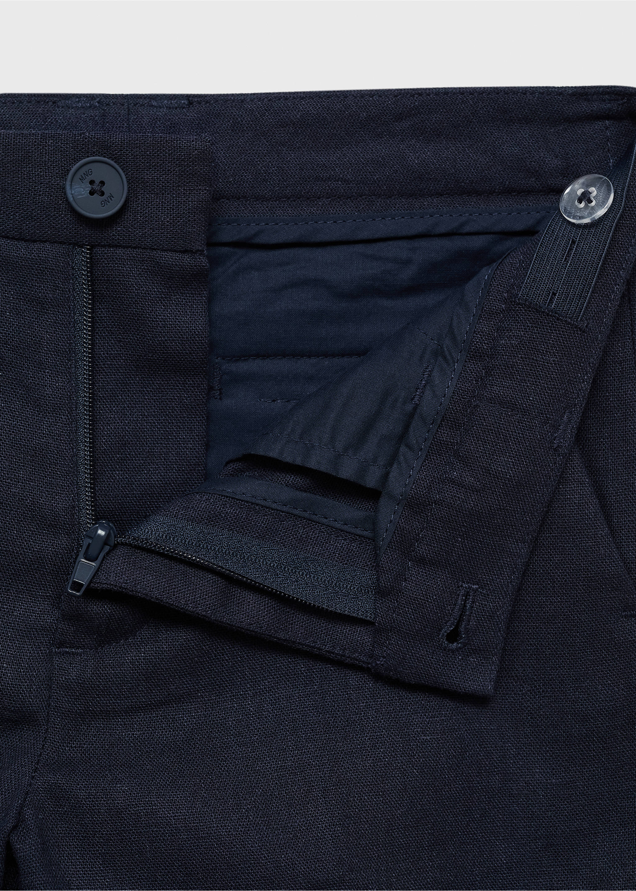 Linen suit trousers - Details of the article 8, Dark Navy. Ref: 87025924-00.
