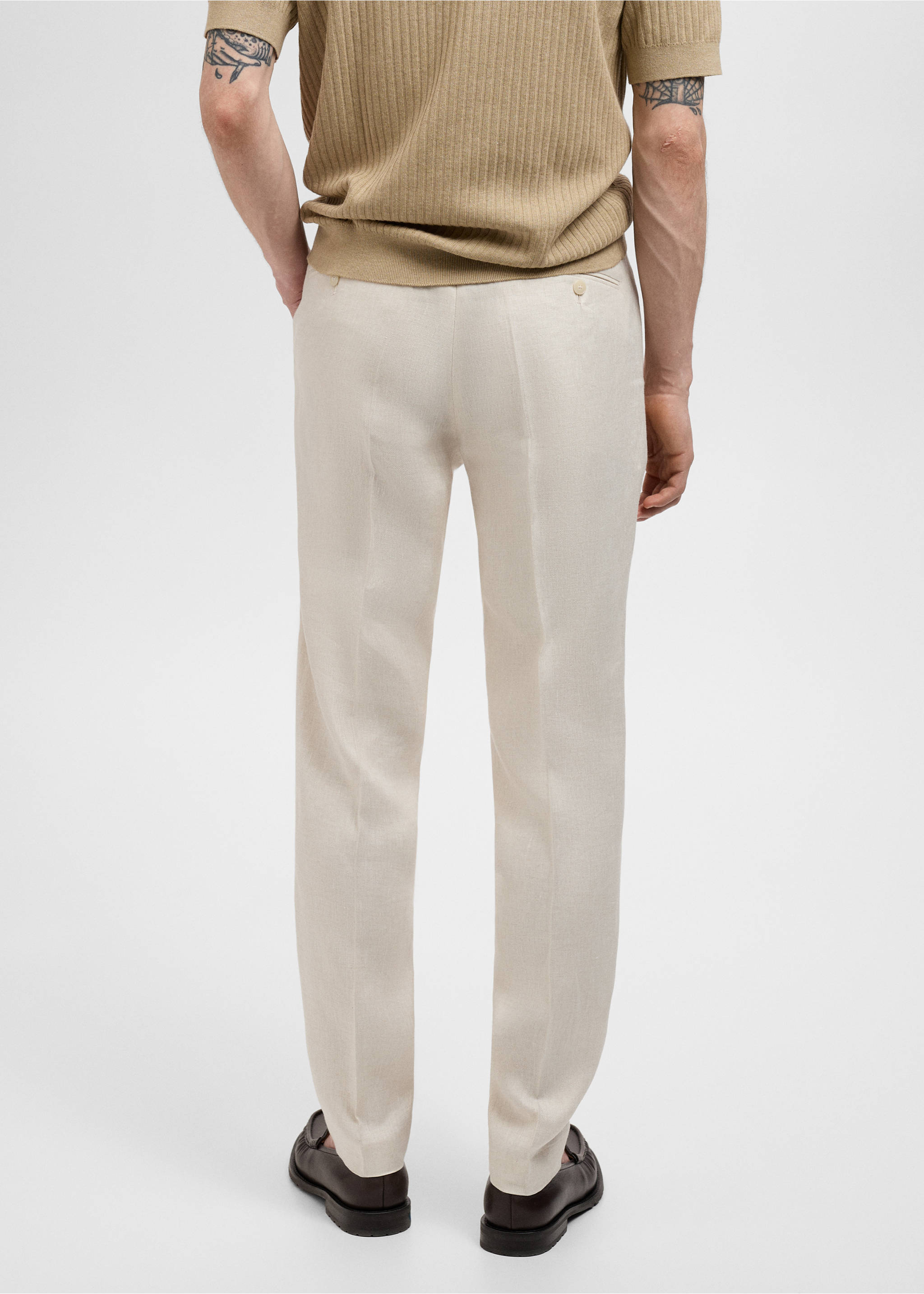 Amalfi 100% linen slim-fit suit trousers - Reverse of the article, Ecru. Ref: 87025925-00.