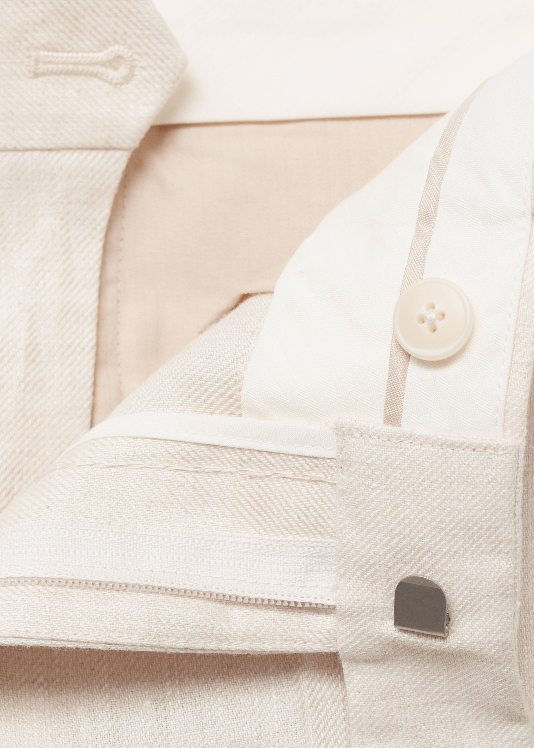 Amalfi 100% linen slim-fit suit trousers - Details of the article 8, Ecru. Ref: 87025925-00.