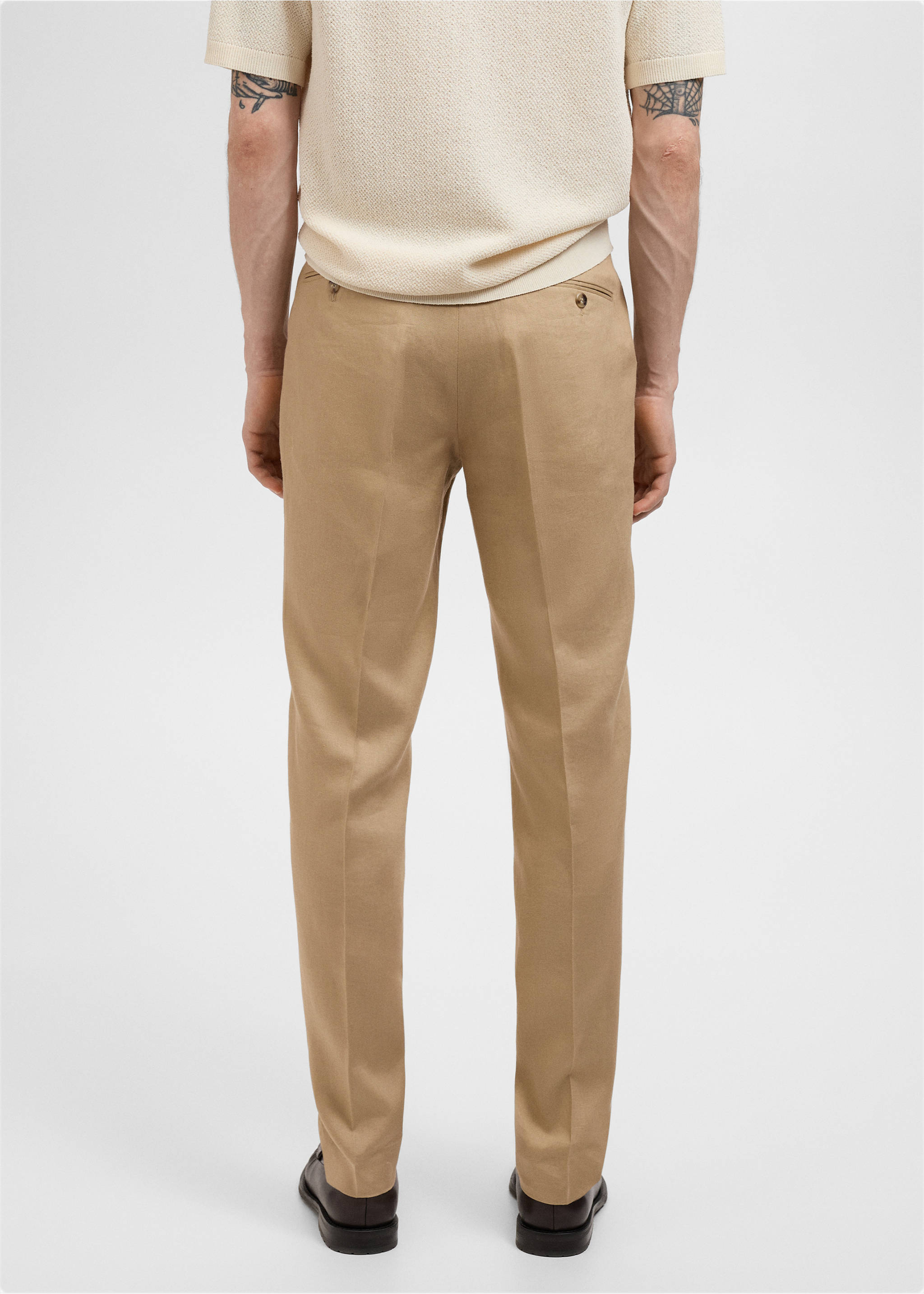 Amalfi 100% linen slim-fit suit trousers - Reverse of the article, Beige. Ref: 87025927-00.