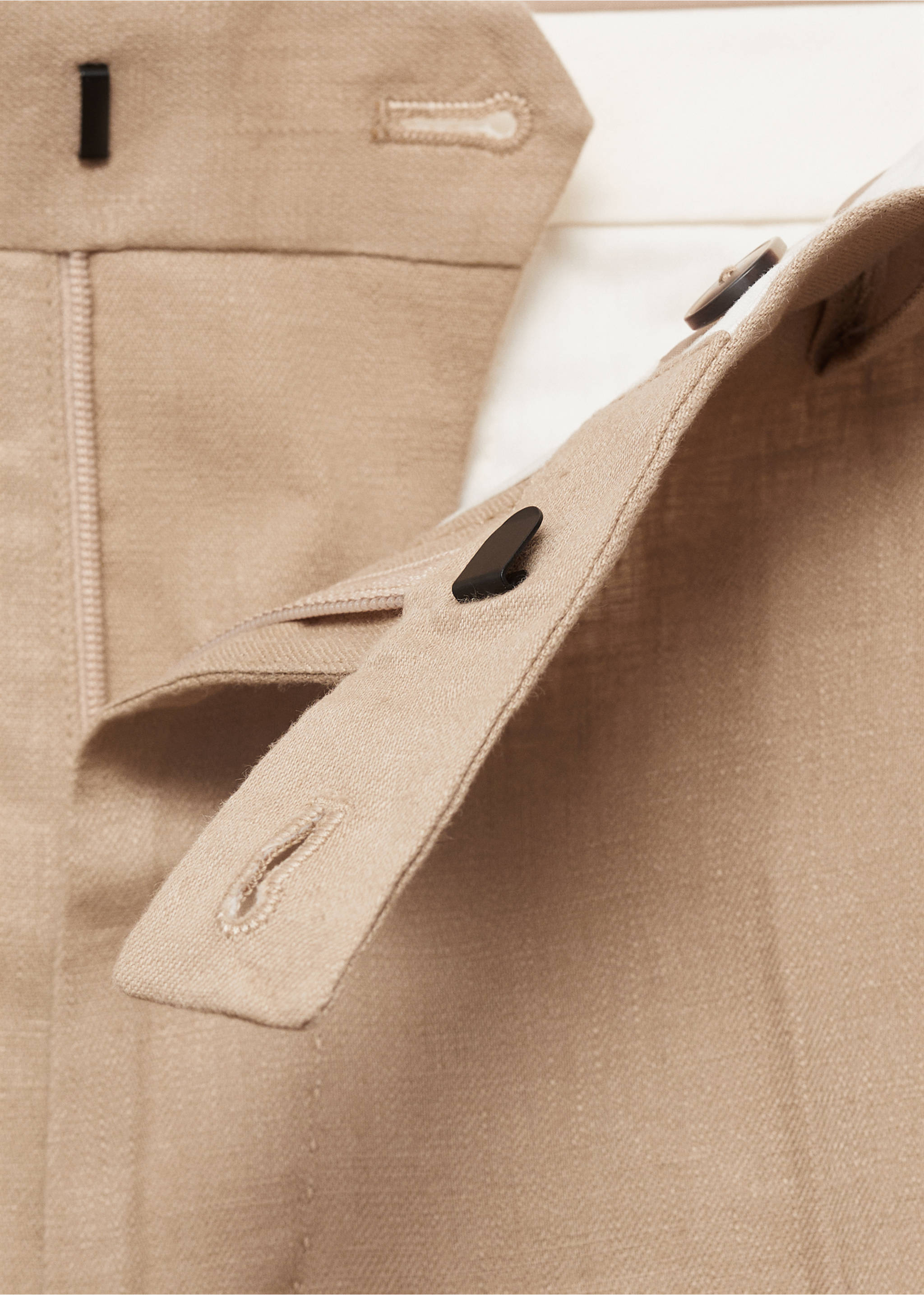 Amalfi 100% linen slim-fit suit trousers - Details of the article 8, Beige. Ref: 87025927-00.