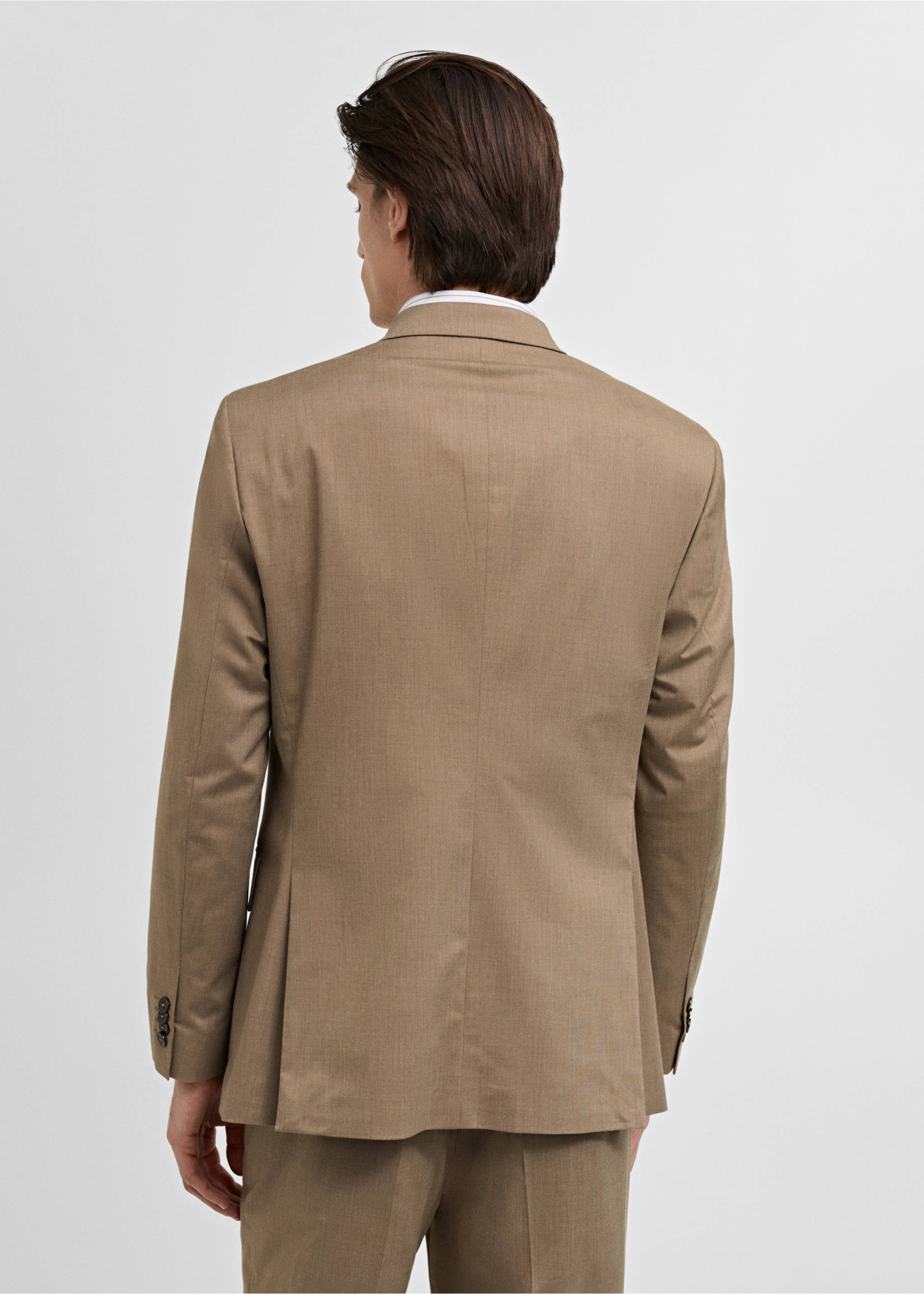 Monaco dobbeltspent dressjakke, slim-fit - Baksiden av artikkelen, Halvbrun. Ref: 87025929-00.