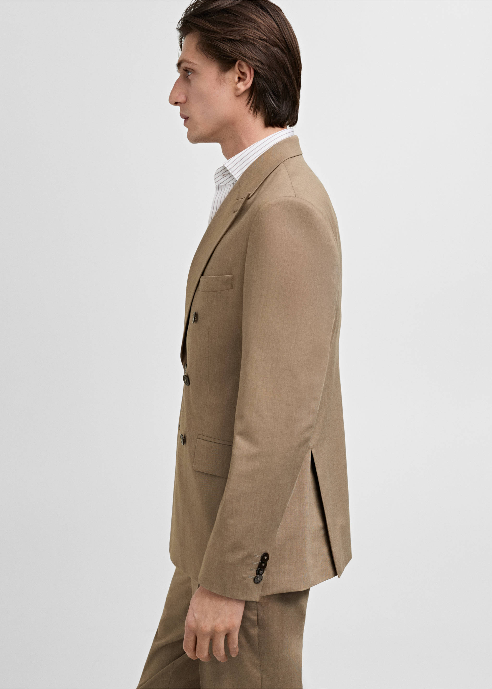 Monaco dobbeltspent dressjakke, slim-fit - Artikkeldetalj 2, Halvbrun. Ref: 87025929-00.