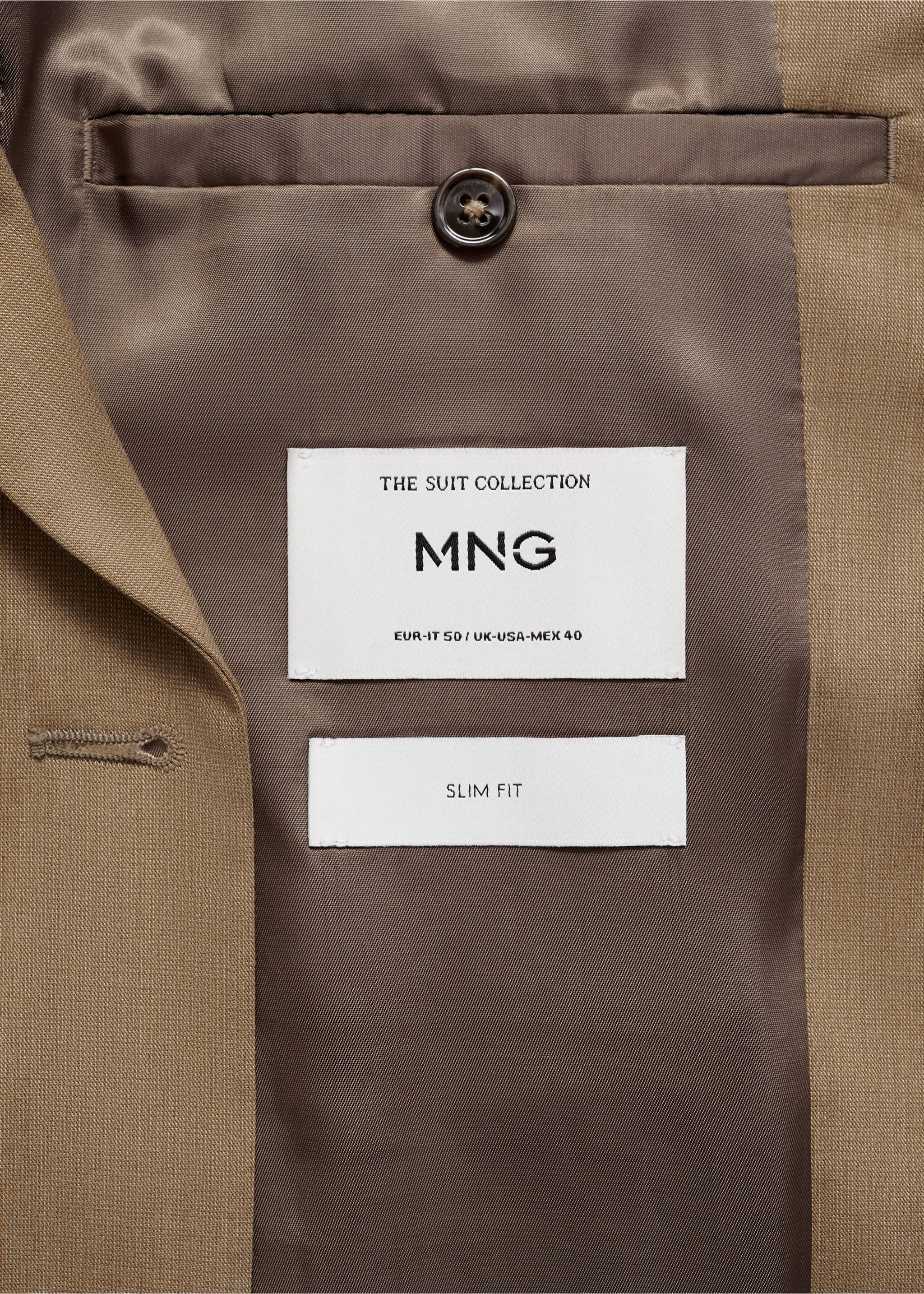 Monaco dobbeltspent dressjakke, slim-fit - Artikkeldetalj 0, Halvbrun. Ref: 87025929-00.