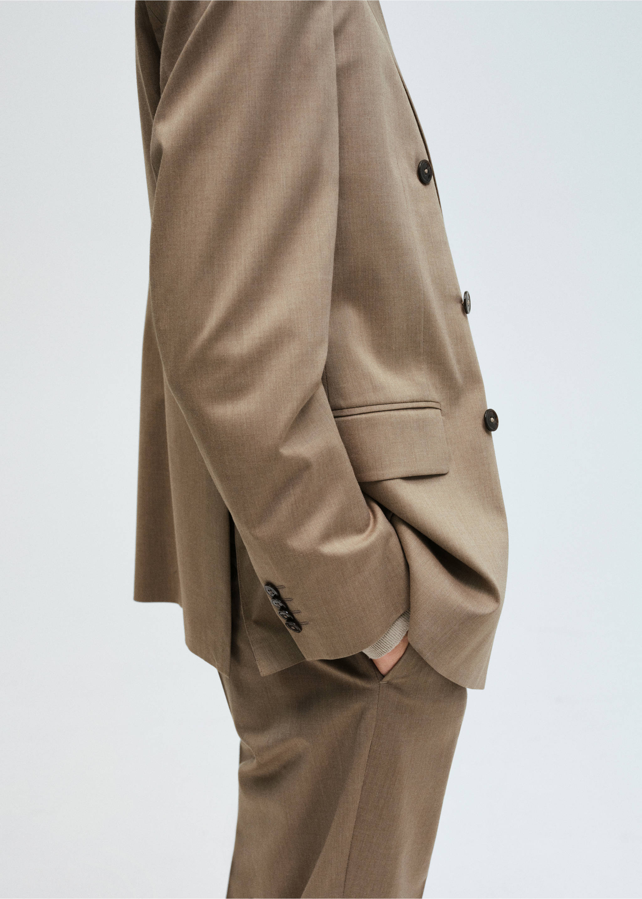 Monaco dobbeltspent dressjakke, slim-fit - Artikkeldetalj 5, Halvbrun. Ref: 87025929-00.