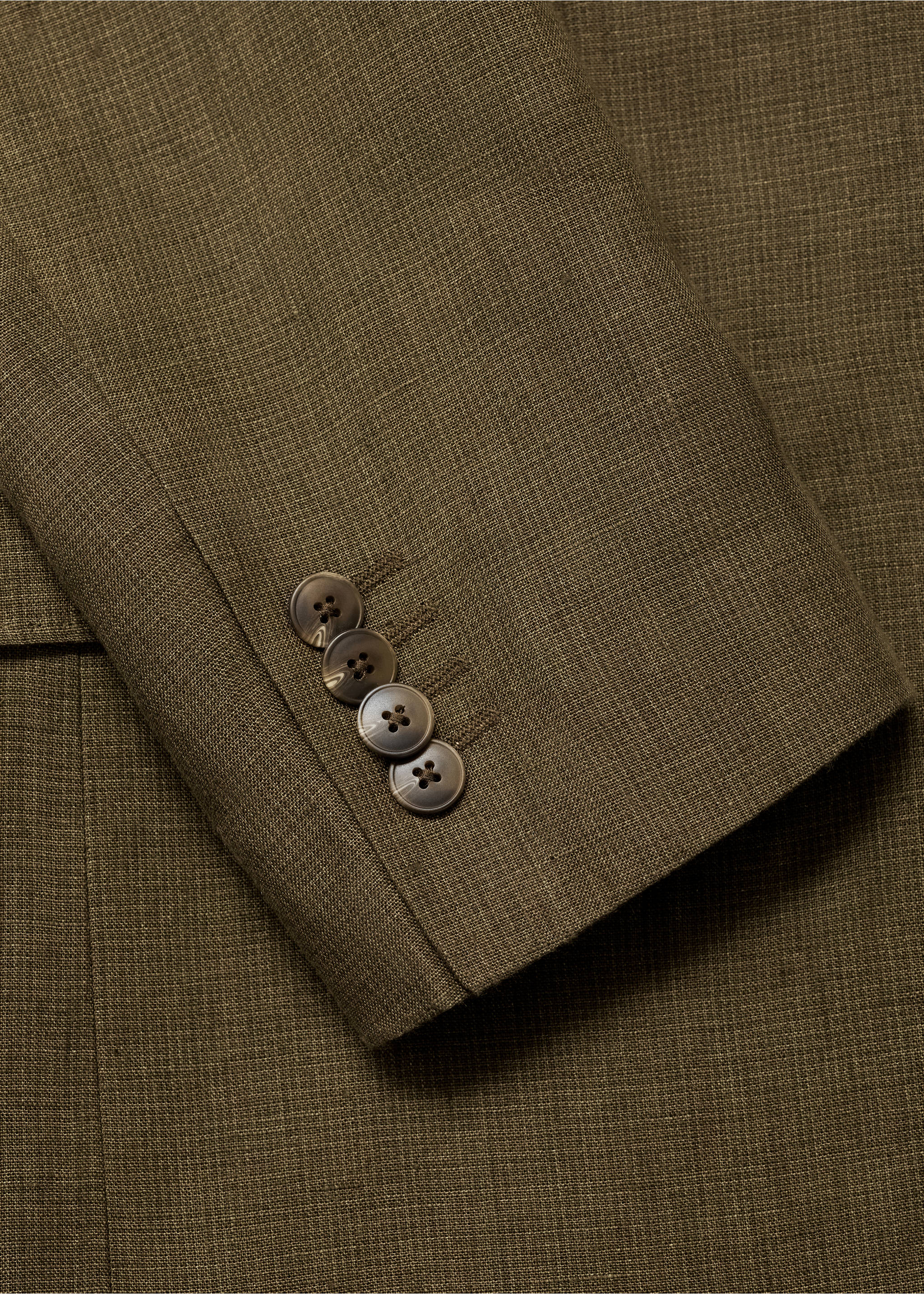 Slim-Fit-Sakko Amalfi aus 100 % Leinen - Detail des Artikels 0, Khaki. Ref: 87025930-00.