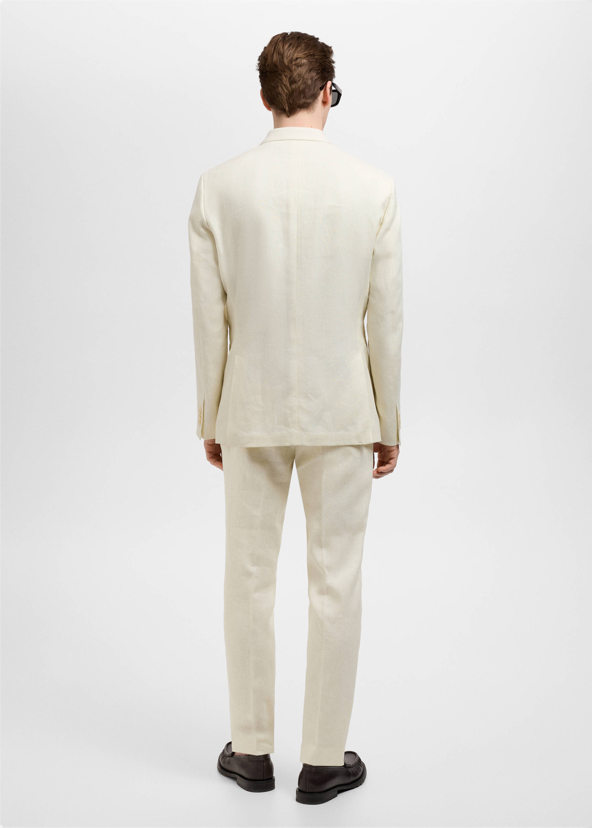 Amalfi 100% linen slim-fit double-breasted suit jacket - Reverse of the article