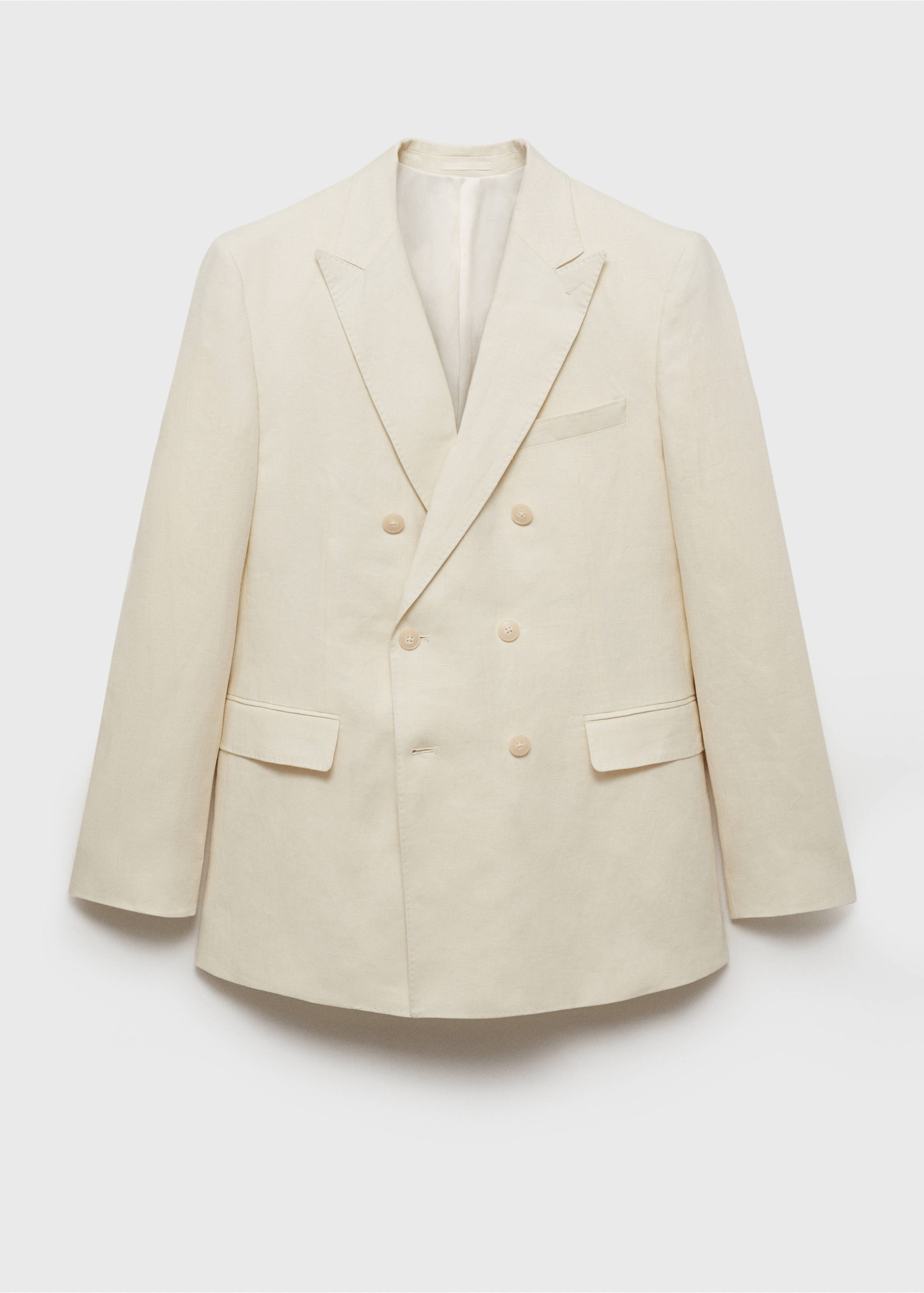 Amalfi 100% linen slim-fit double-breasted suit jacket - Article without model, Ivory White. Ref: 87025931-00.