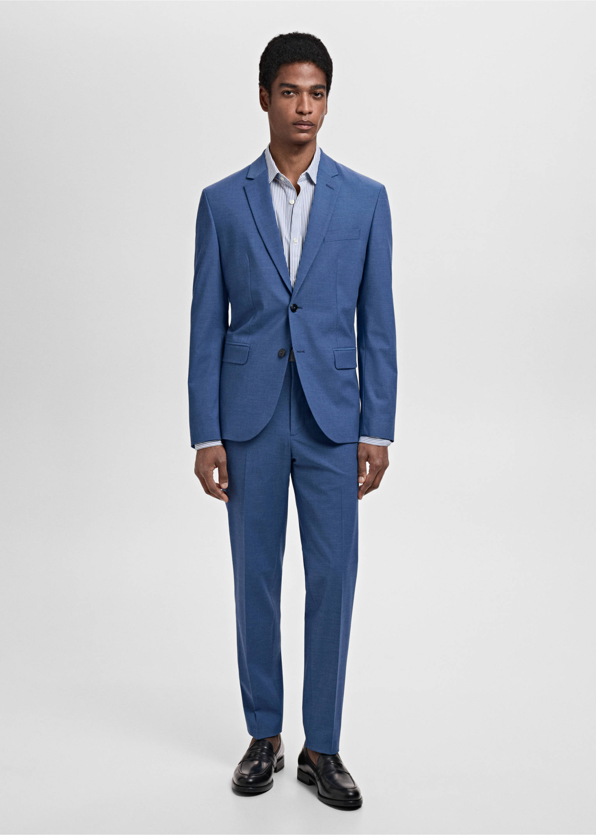 Super slim-fit suit jacket in stretch fabric - General plane, Blue. Ref: 87025932-00.