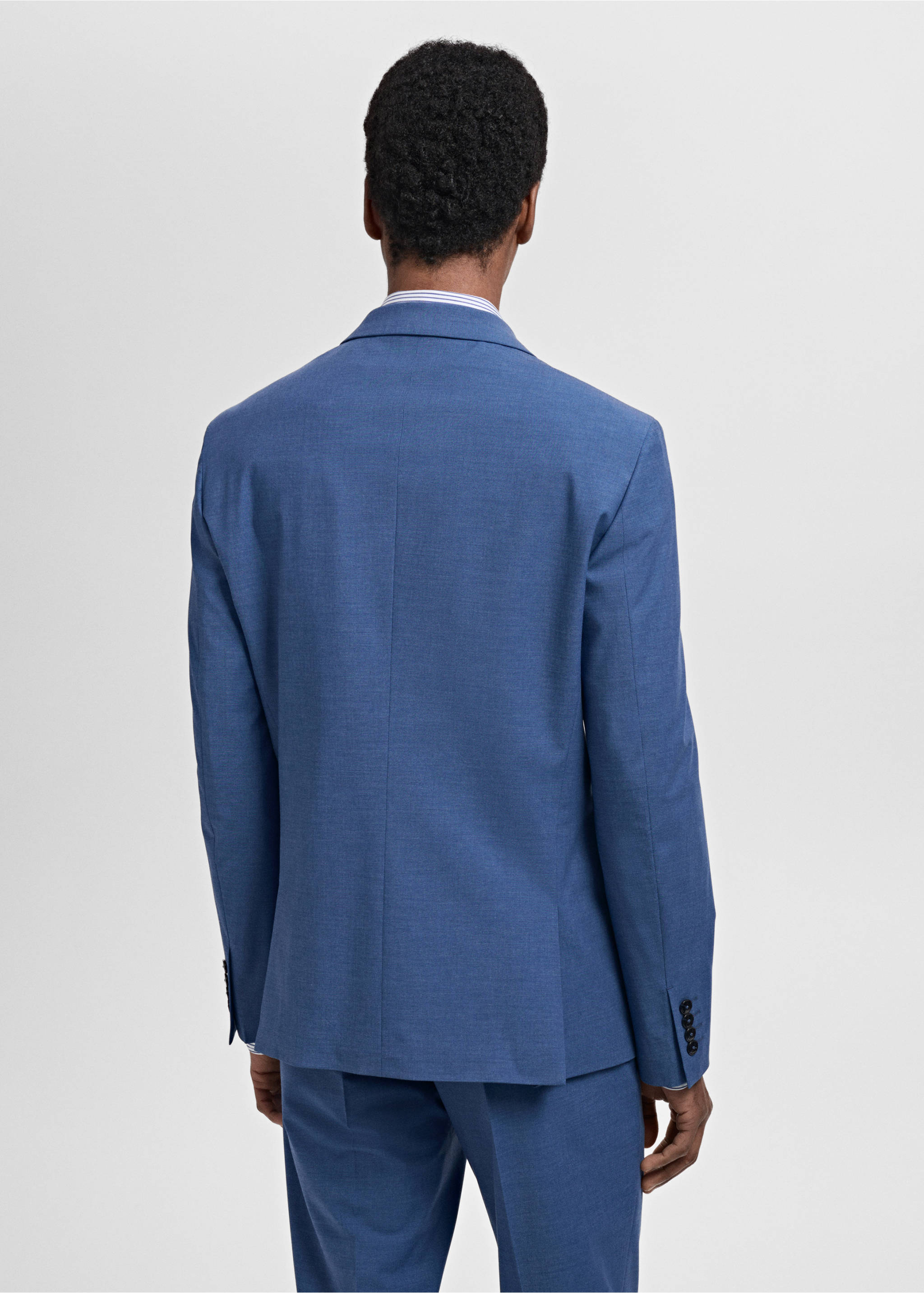 Super slim-fit suit jacket in stretch fabric - Reverse of the article, Blue. Ref: 87025932-00.