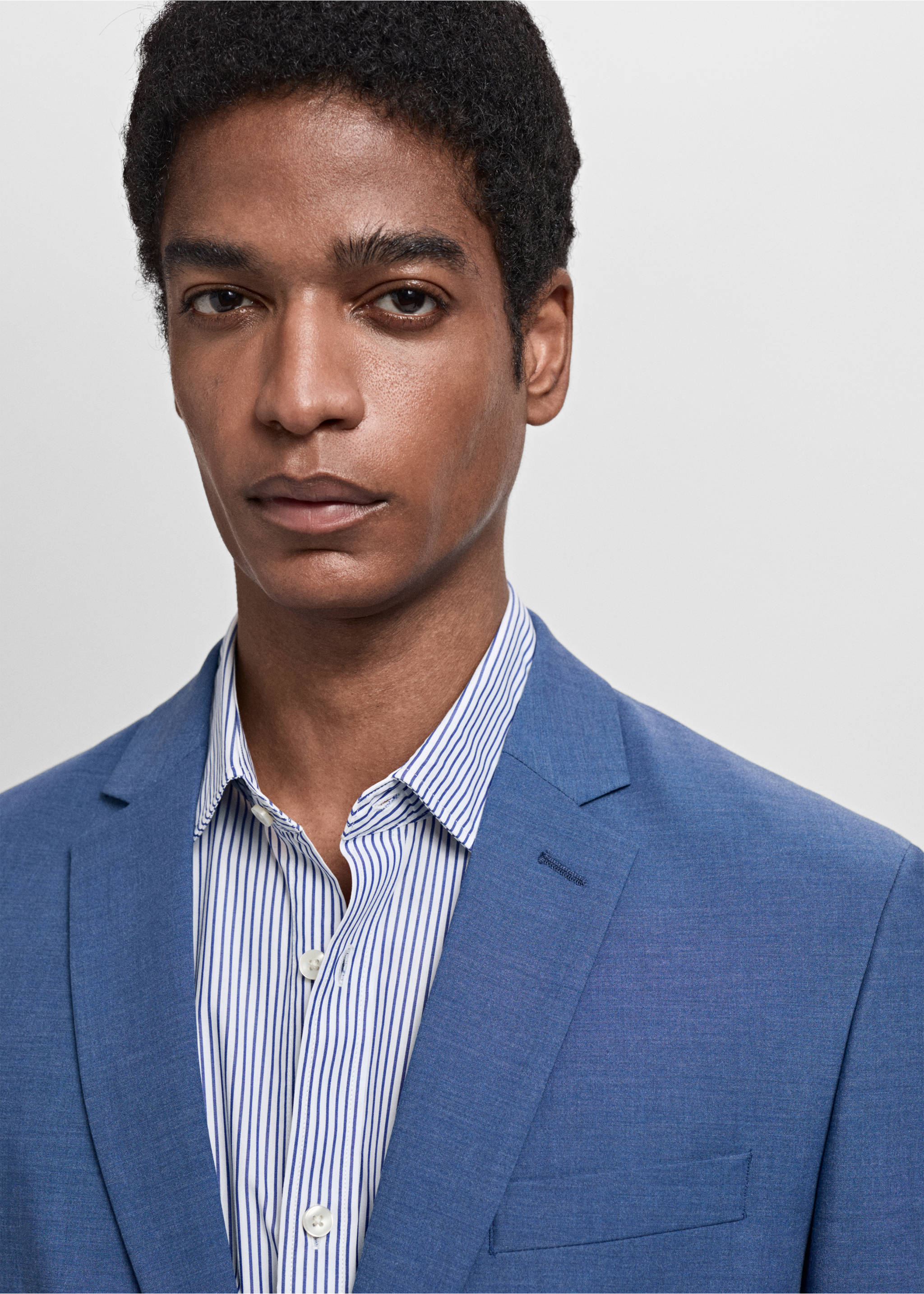 Super slim-fit suit jacket in stretch fabric - Details of the article 1, Blue. Ref: 87025932-00.