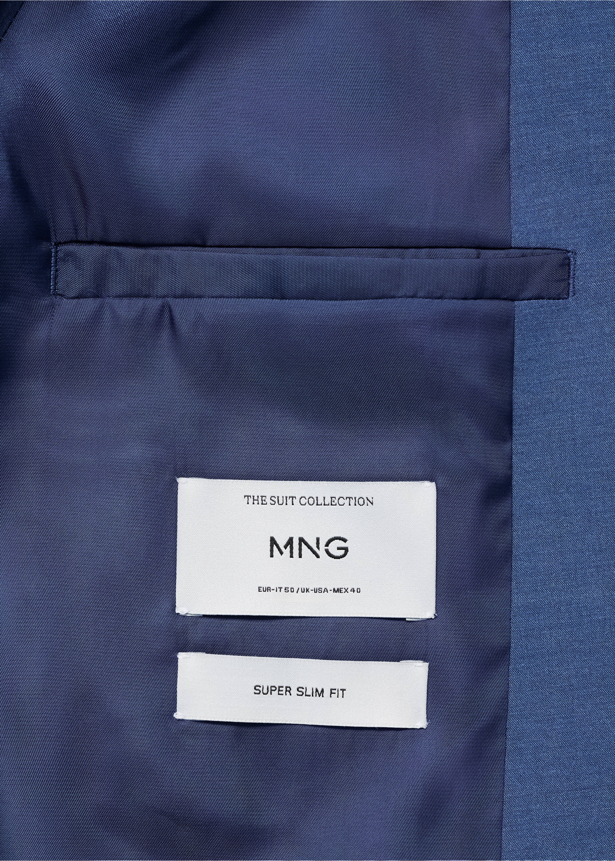 Super slim-fit suit jacket in stretch fabric - Details of the article 0, Blue. Ref: 87025932-00.