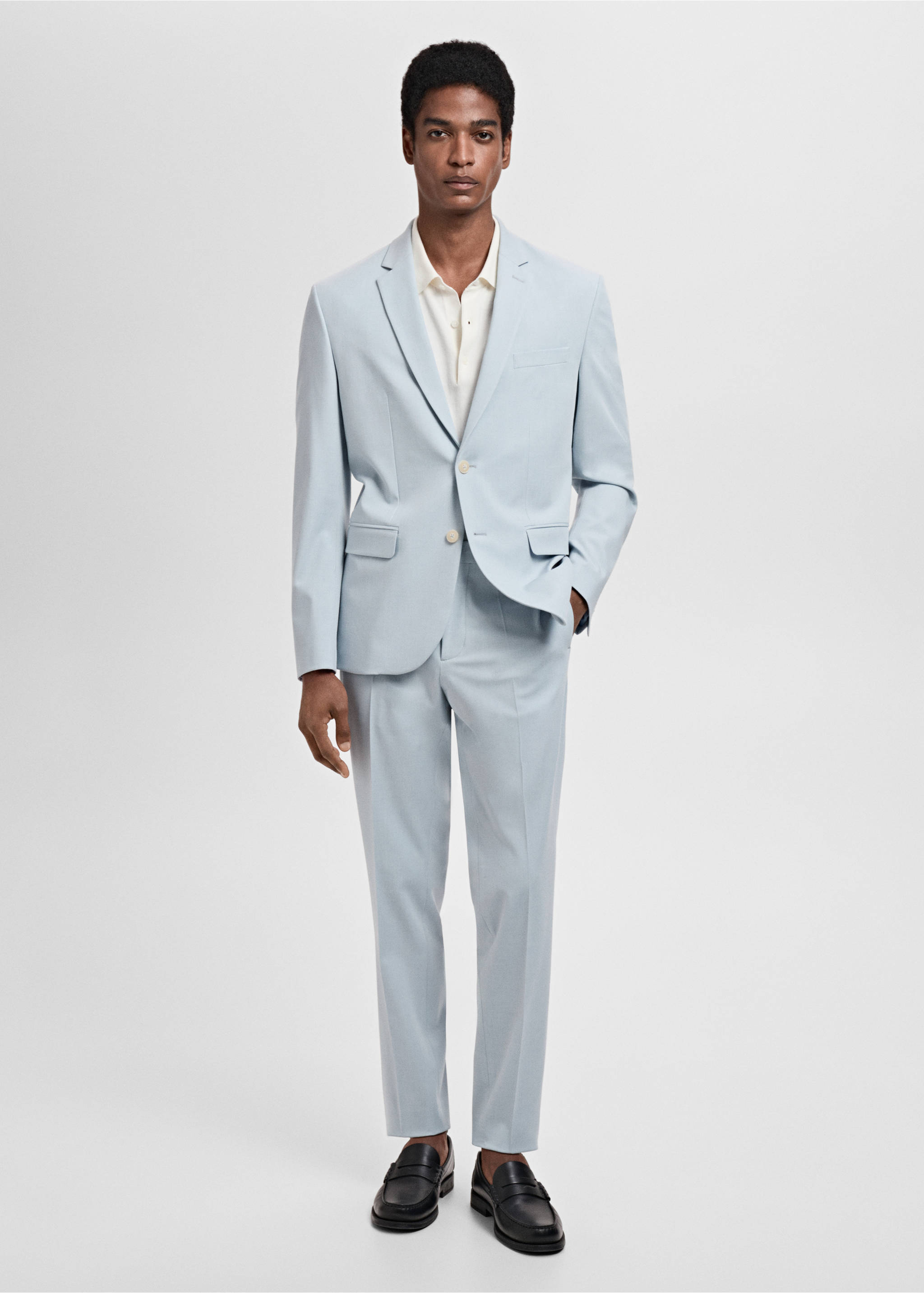 Super slim-fit suit jacket in stretch fabric - General plane, Sky Blue. Ref: 87025933-00.