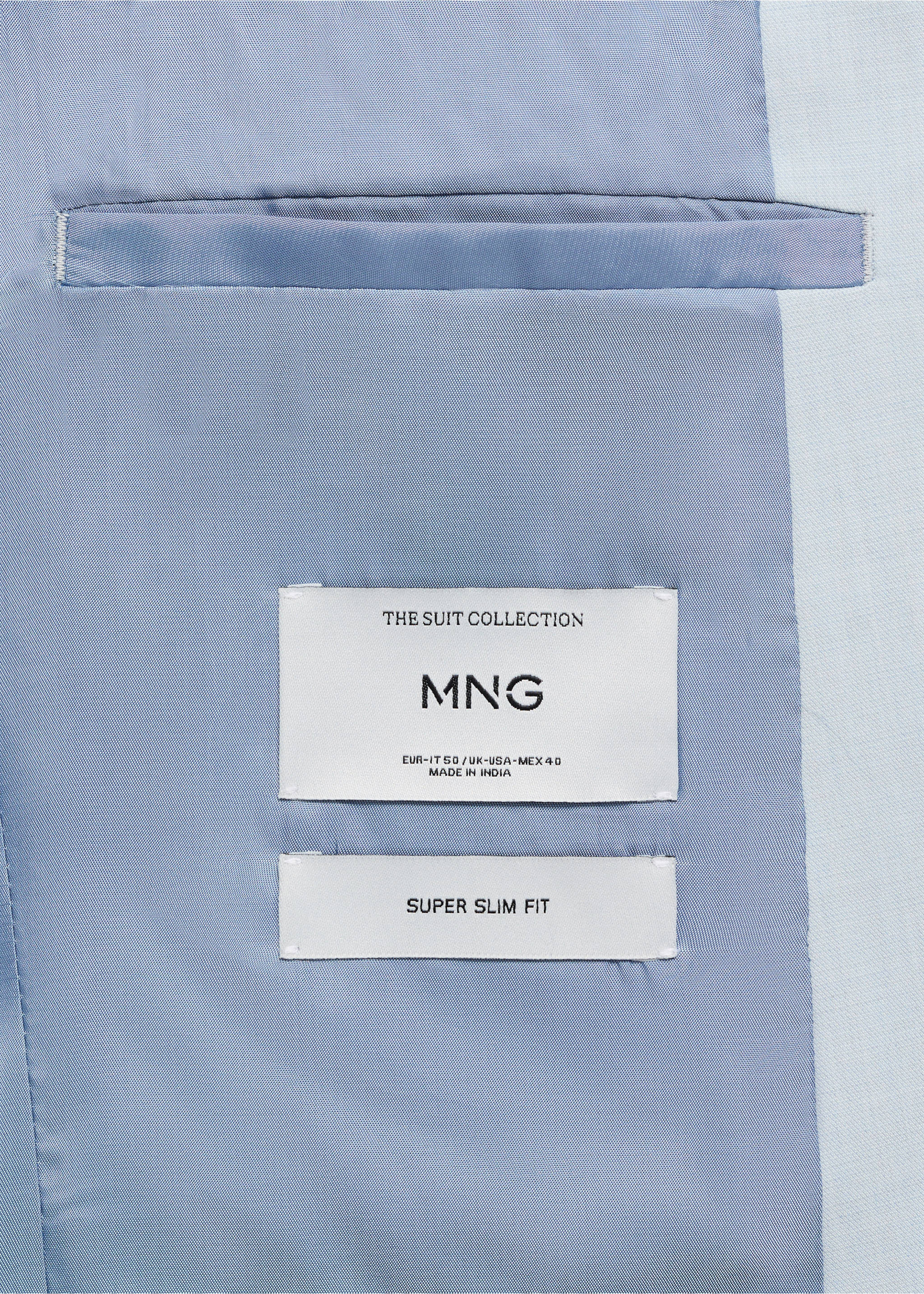 Super slim-fit suit jacket in stretch fabric - Details of the article 0, Sky Blue. Ref: 87025933-00.