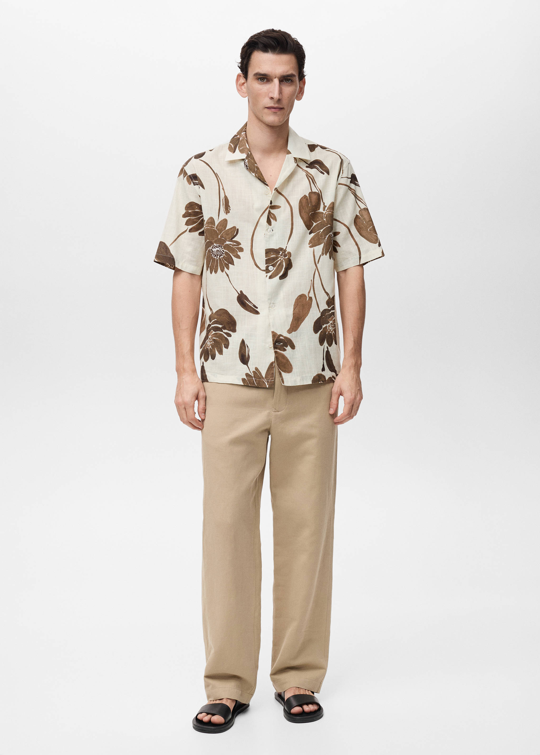Floral-print shirt with bowling collar - General plane