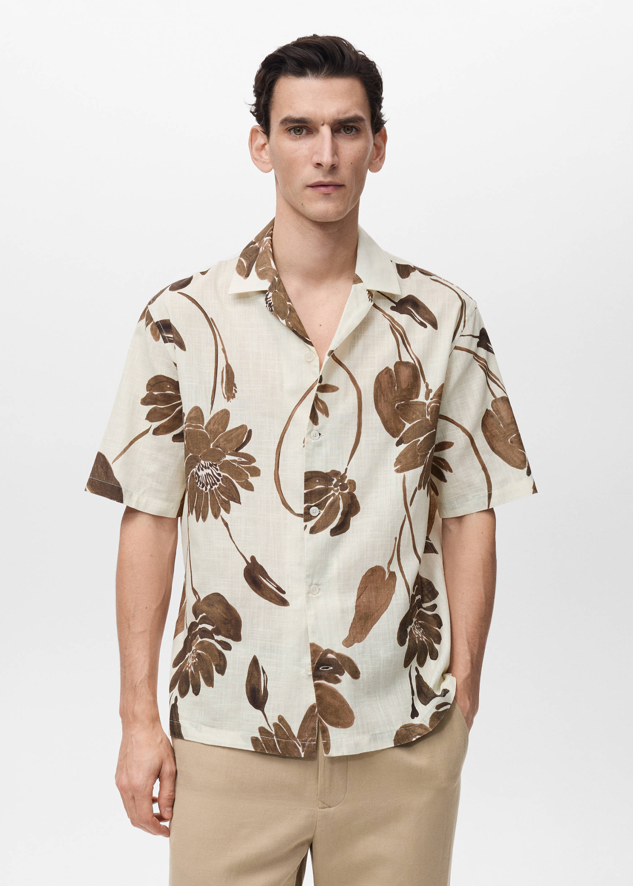Floral-print shirt with bowling collar - Medium plane