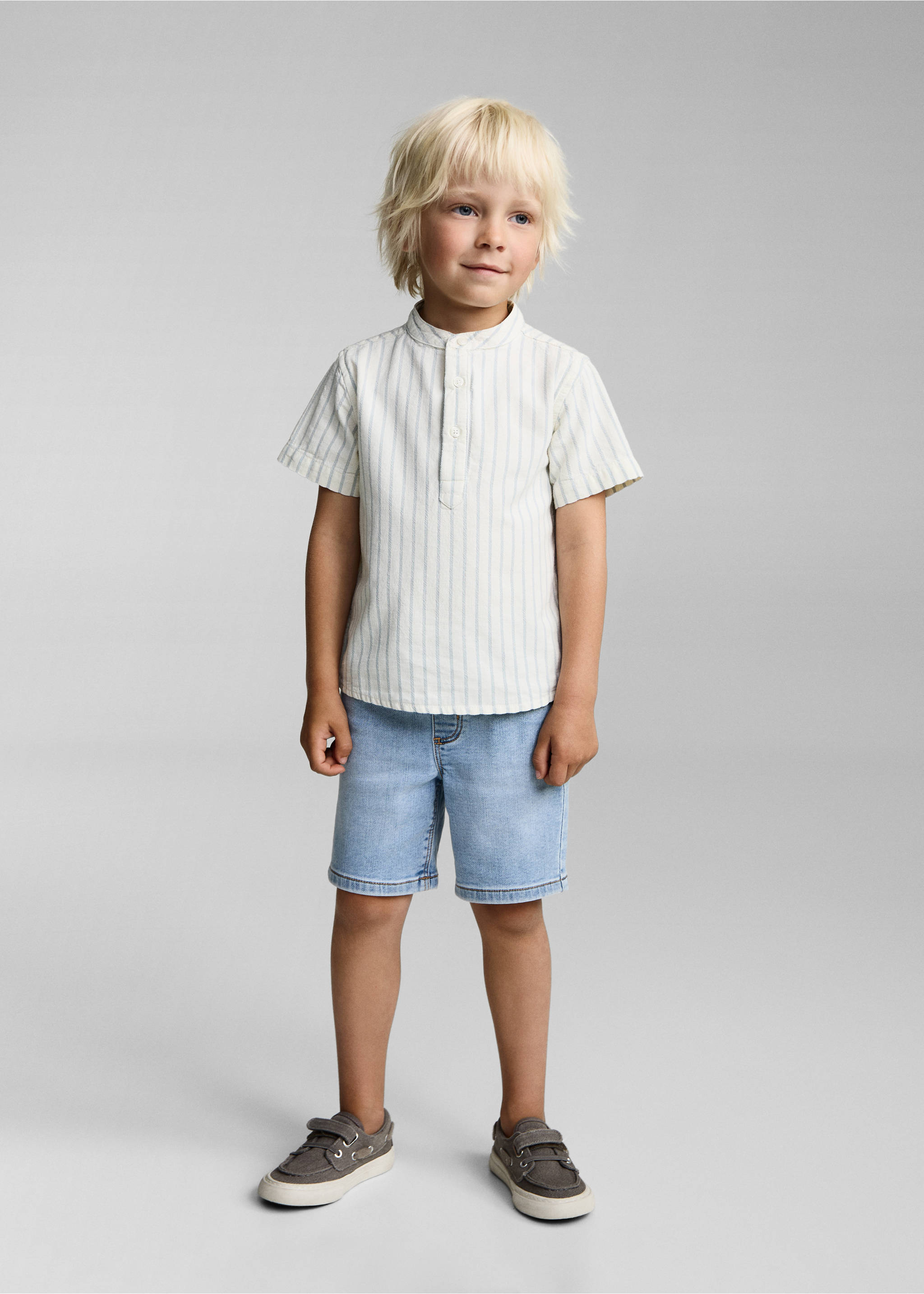 Striped Mao collar shirt - General plane, Off White. Ref: 87025943-00.