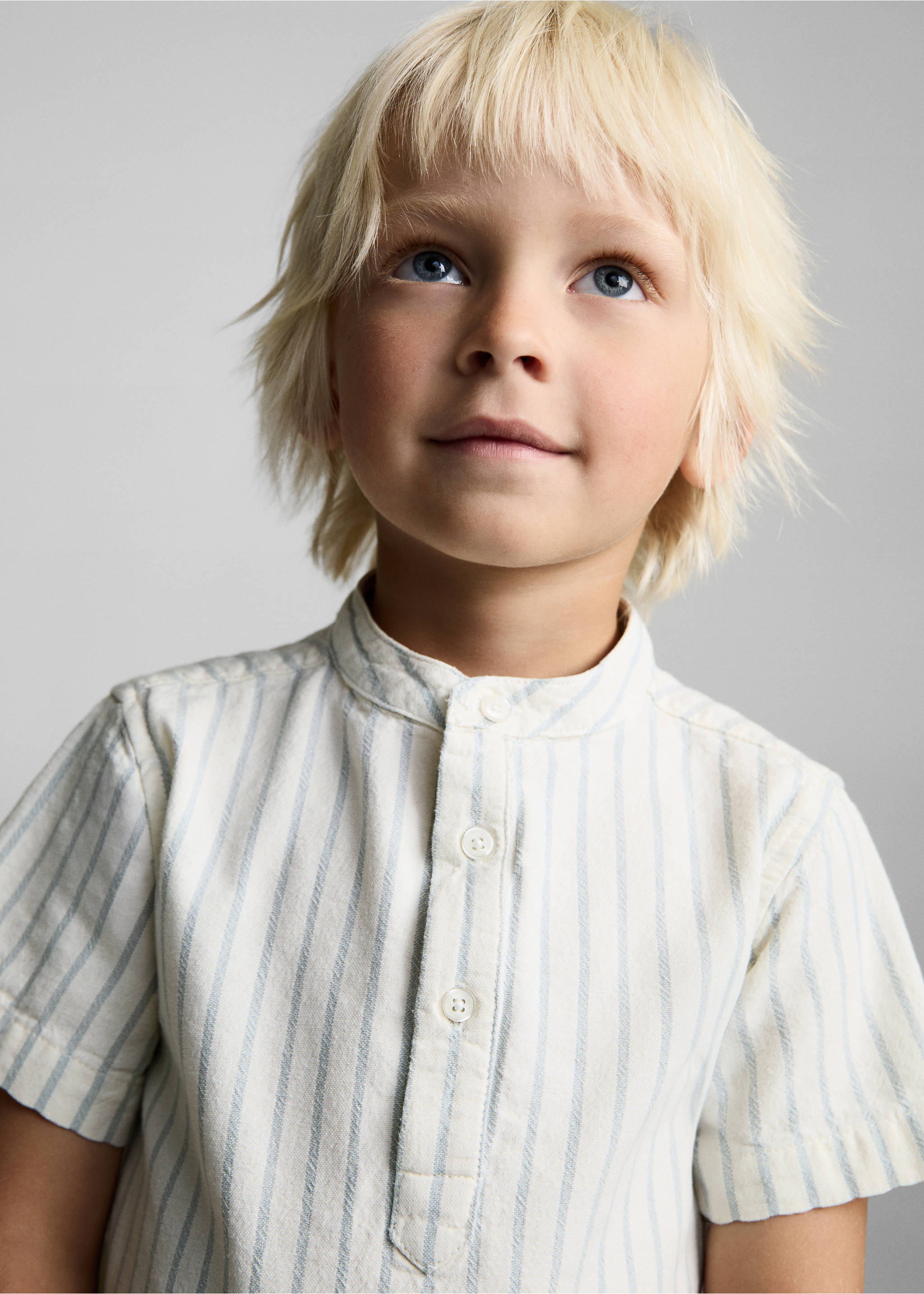 Striped Mao collar shirt - Details of the article 1, Off White. Ref: 87025943-00.