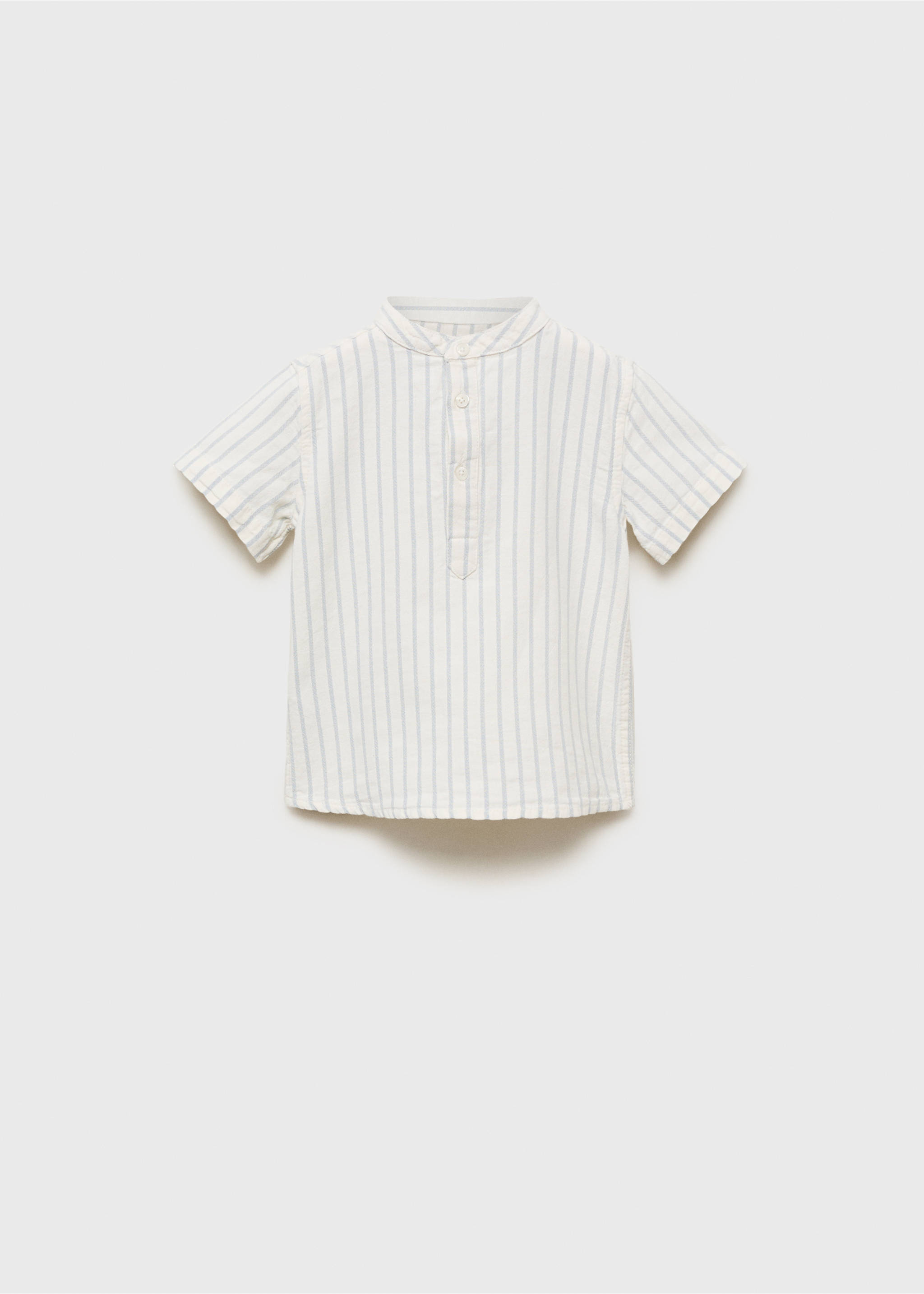 Striped Mao collar shirt - Article without model, Off White. Ref: 87025943-00.