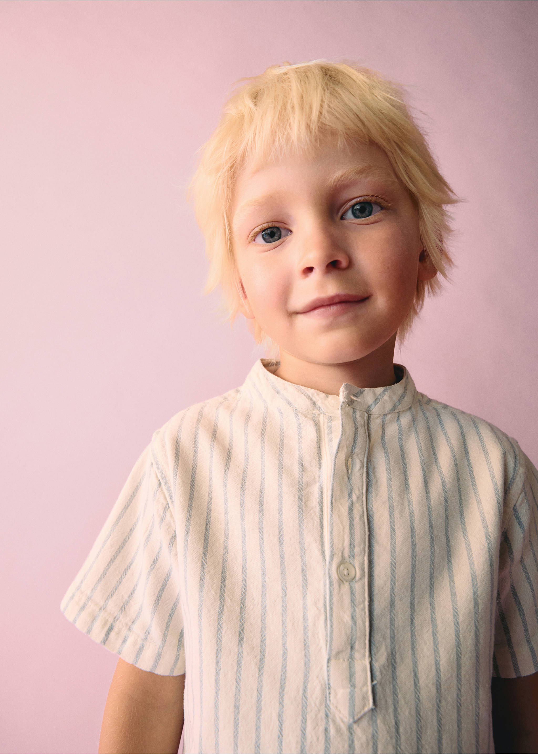 Striped Mao collar shirt - Details of the article 5, Off White. Ref: 87025943-00.