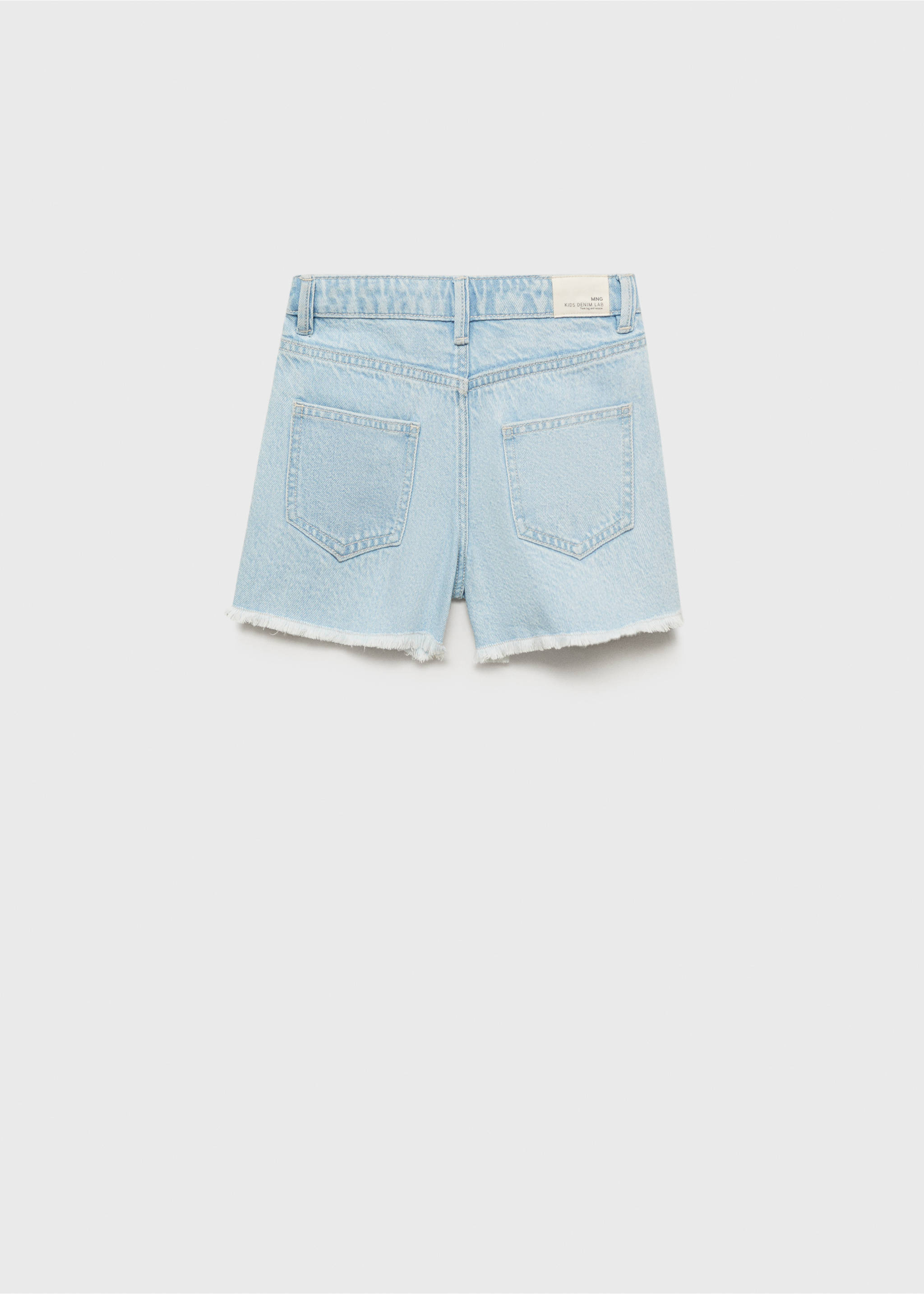 Jeansshorts mit ausgefranstem Saum - Rückseite des Artikels, Hellblau. Ref: 87025946-00.