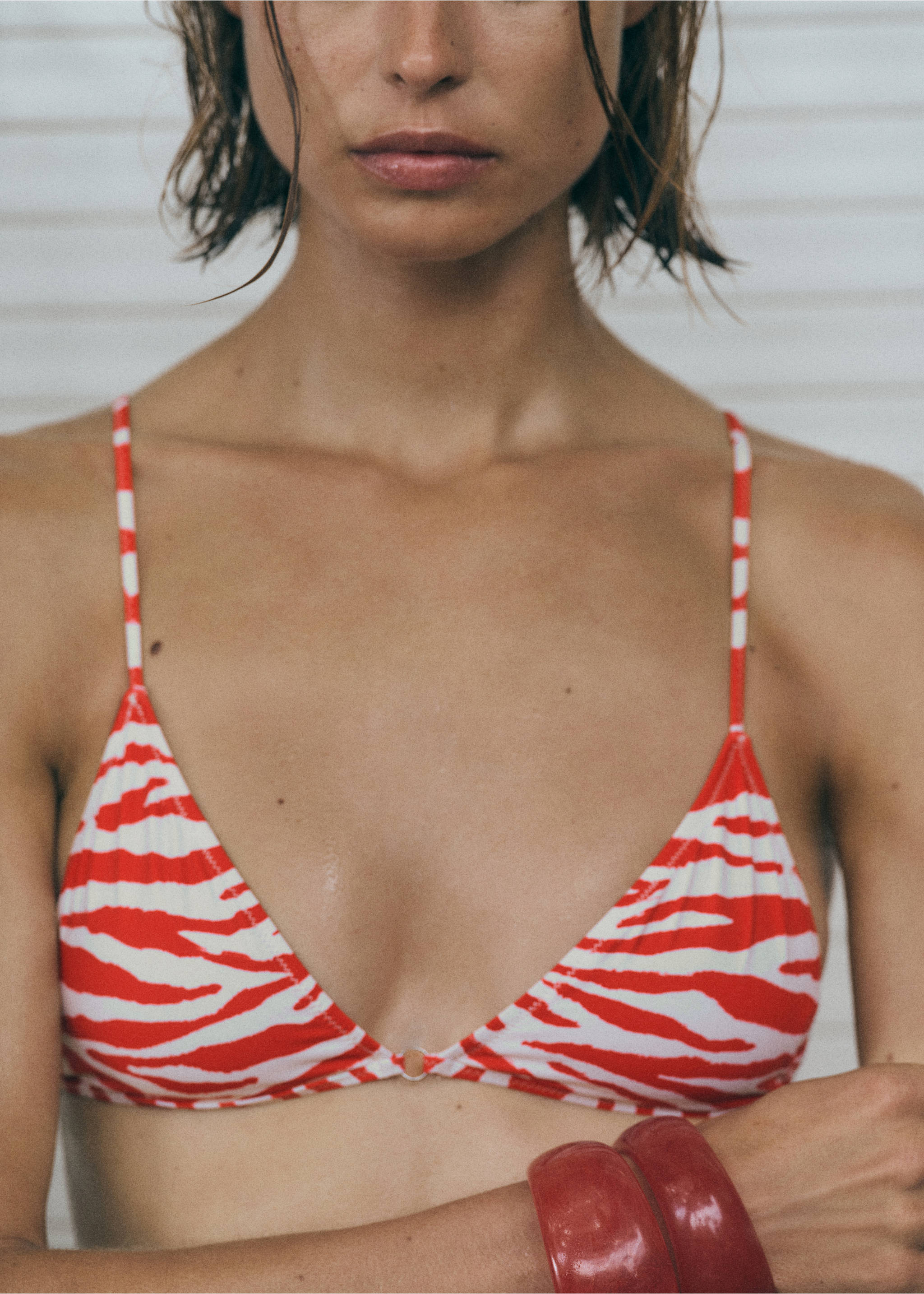 Top bikini triángulo cebra - Plano medio, Rojo. Ref: 87025948-00.