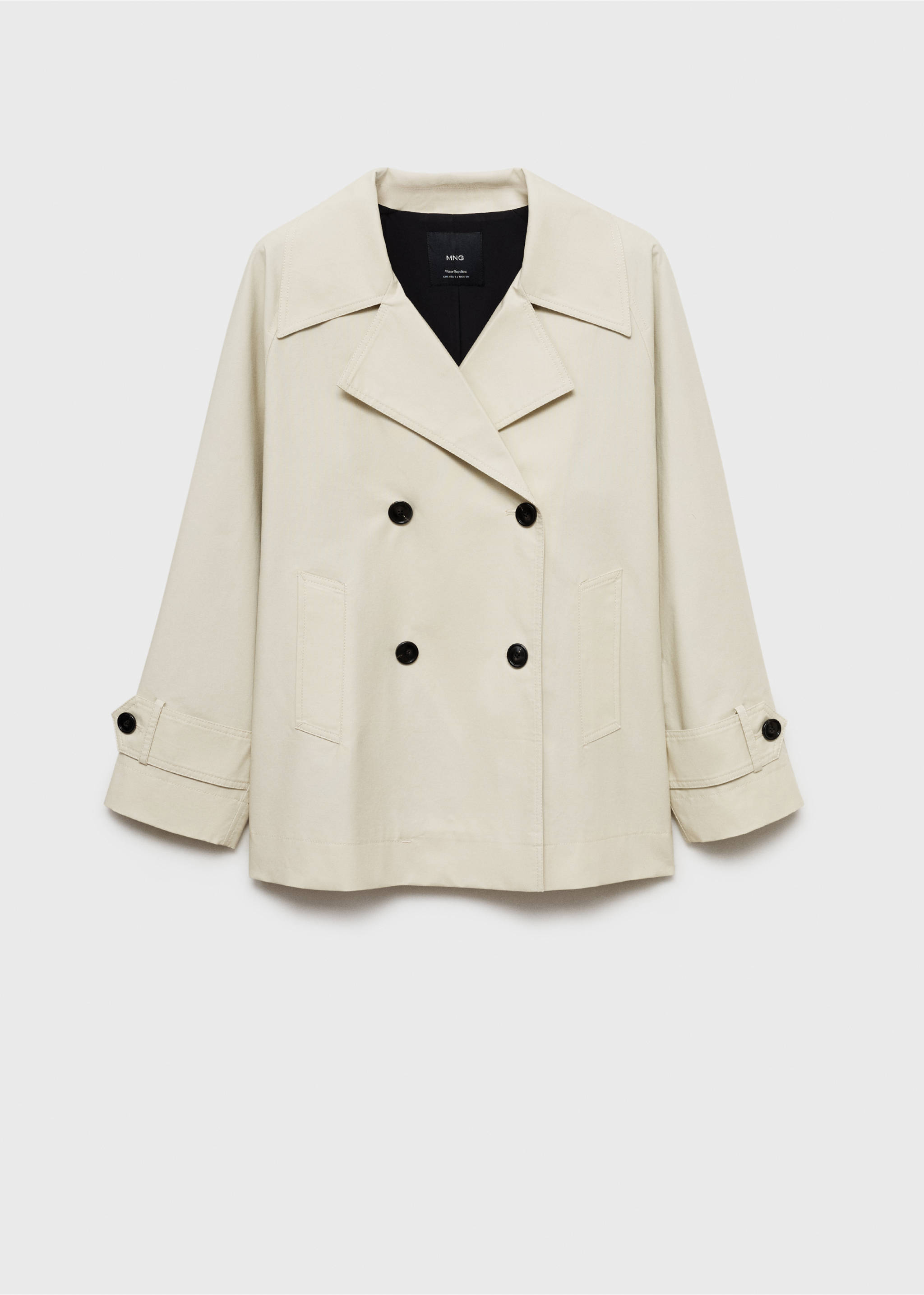 Short double-breasted trench coat - Article without model, Light/Pastel Grey. Ref: 87025949-00.