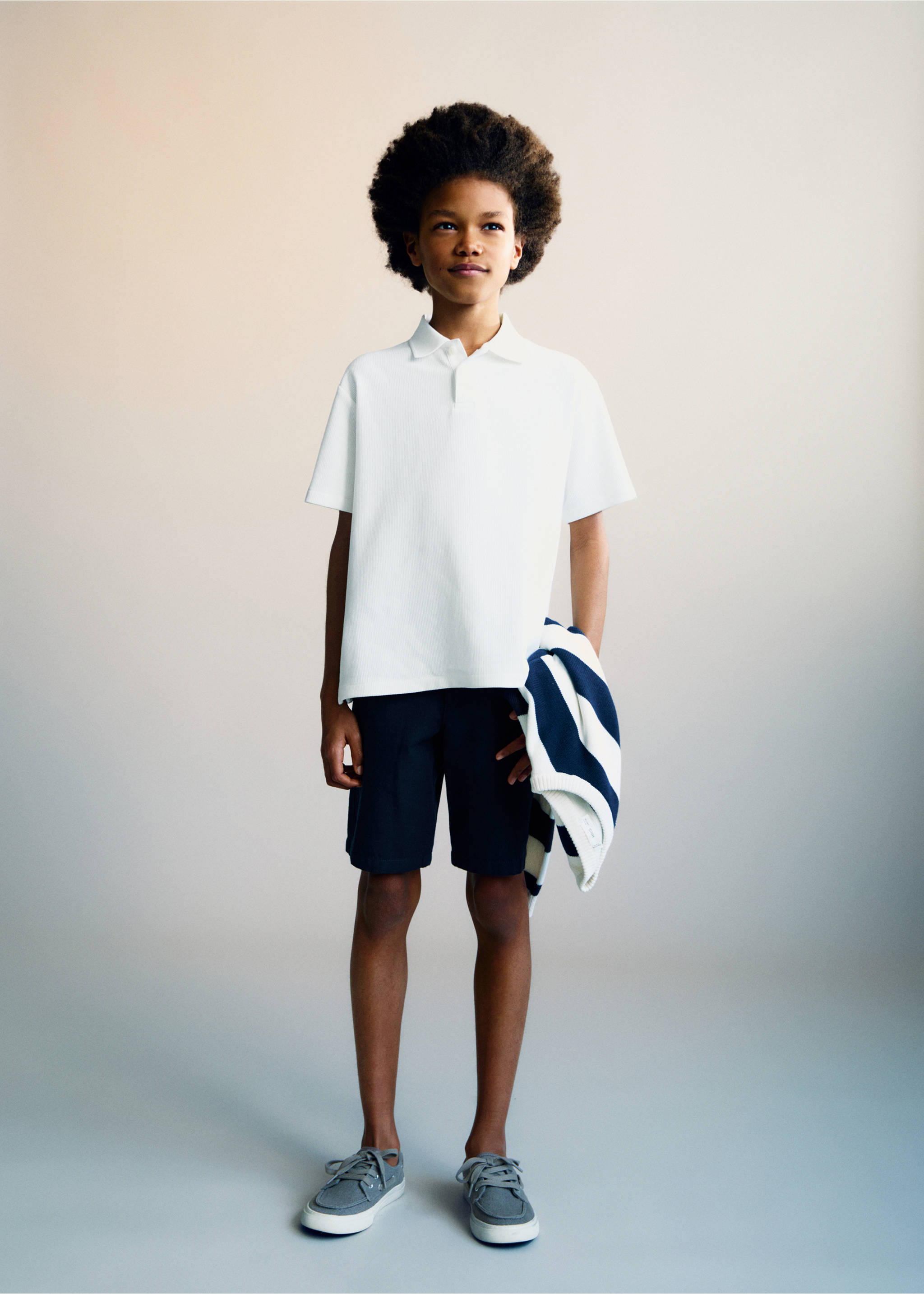 Ribbed cotton polo shirt - General plane, Off White. Ref: 87025950-00.