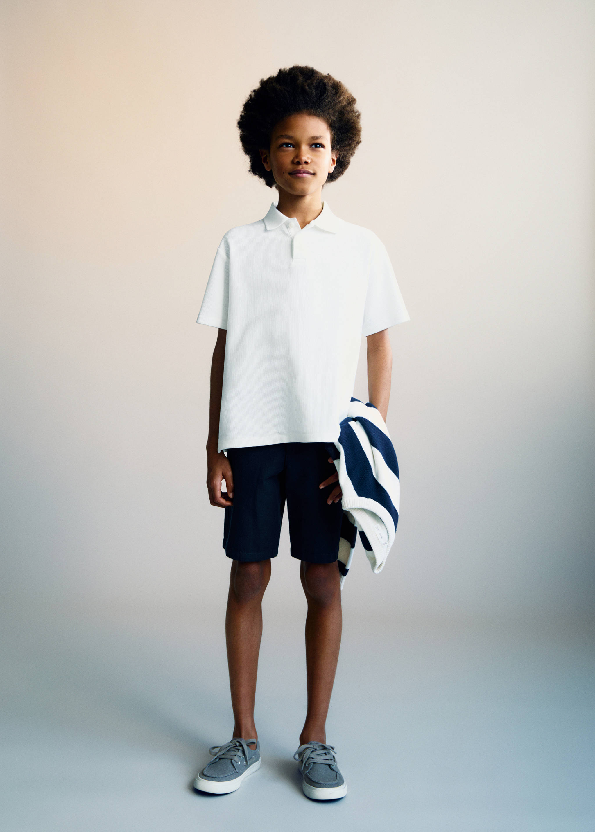 Ribbed cotton polo shirt - General plane