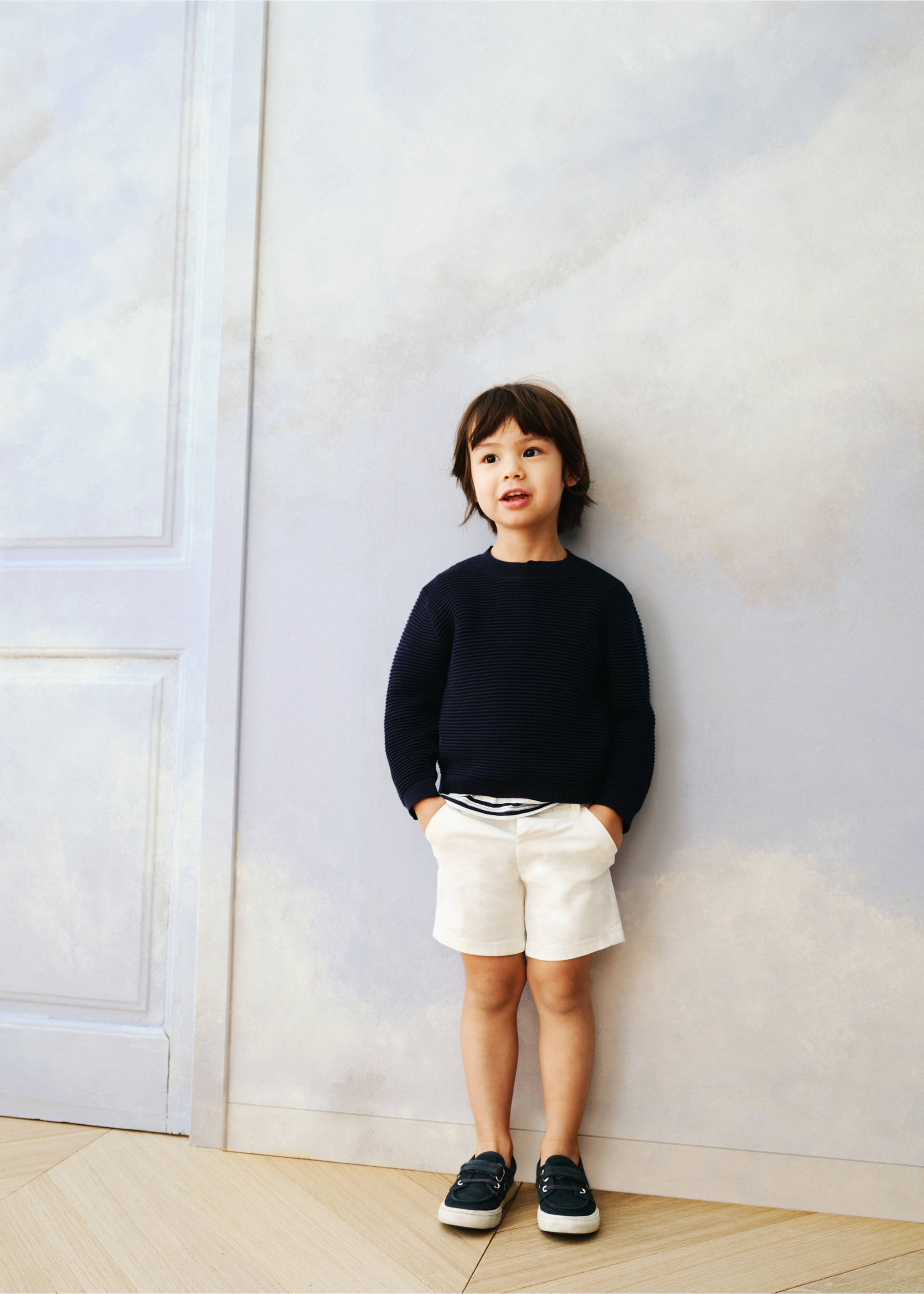 Pull en maille coton à relief - Détail de l'article 5, Bleu marine foncé. Ref: 87025951-00.