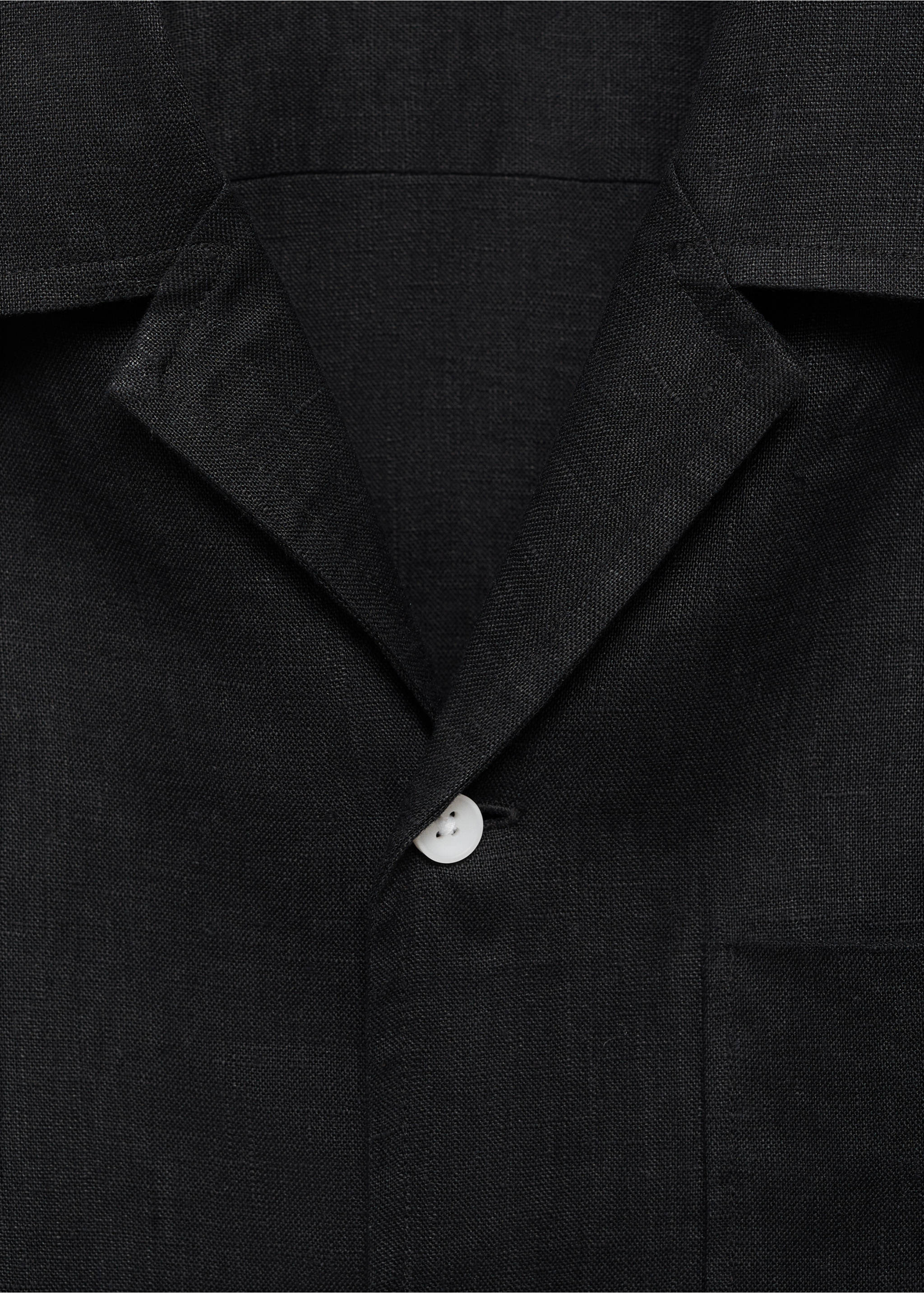 100% linen short sleeve shirt - Details of the article 8, Black. Ref: 87025953-00.