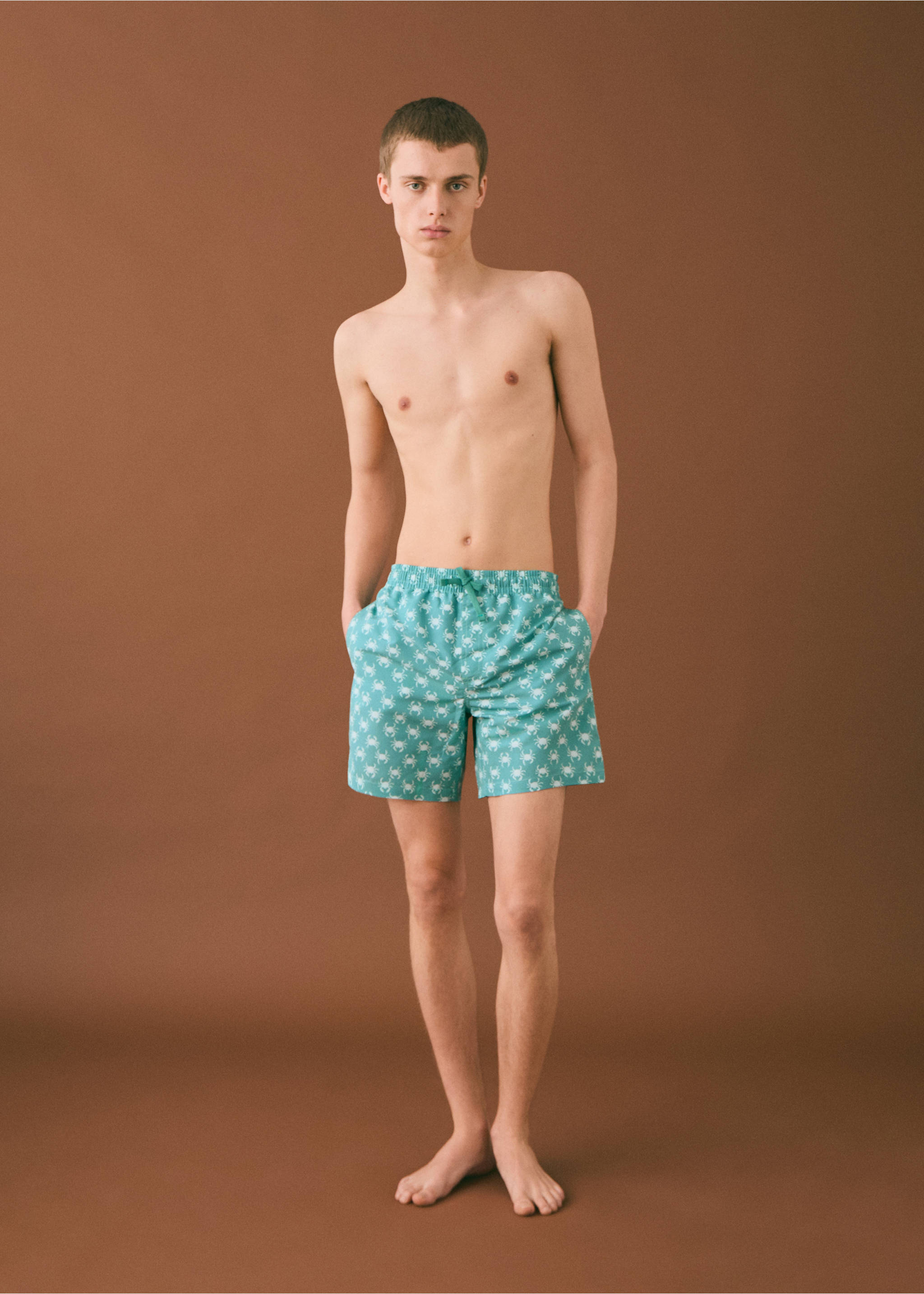 Crab-print swimsuit - General plane, Pastel Green. Ref: 87025954-00.