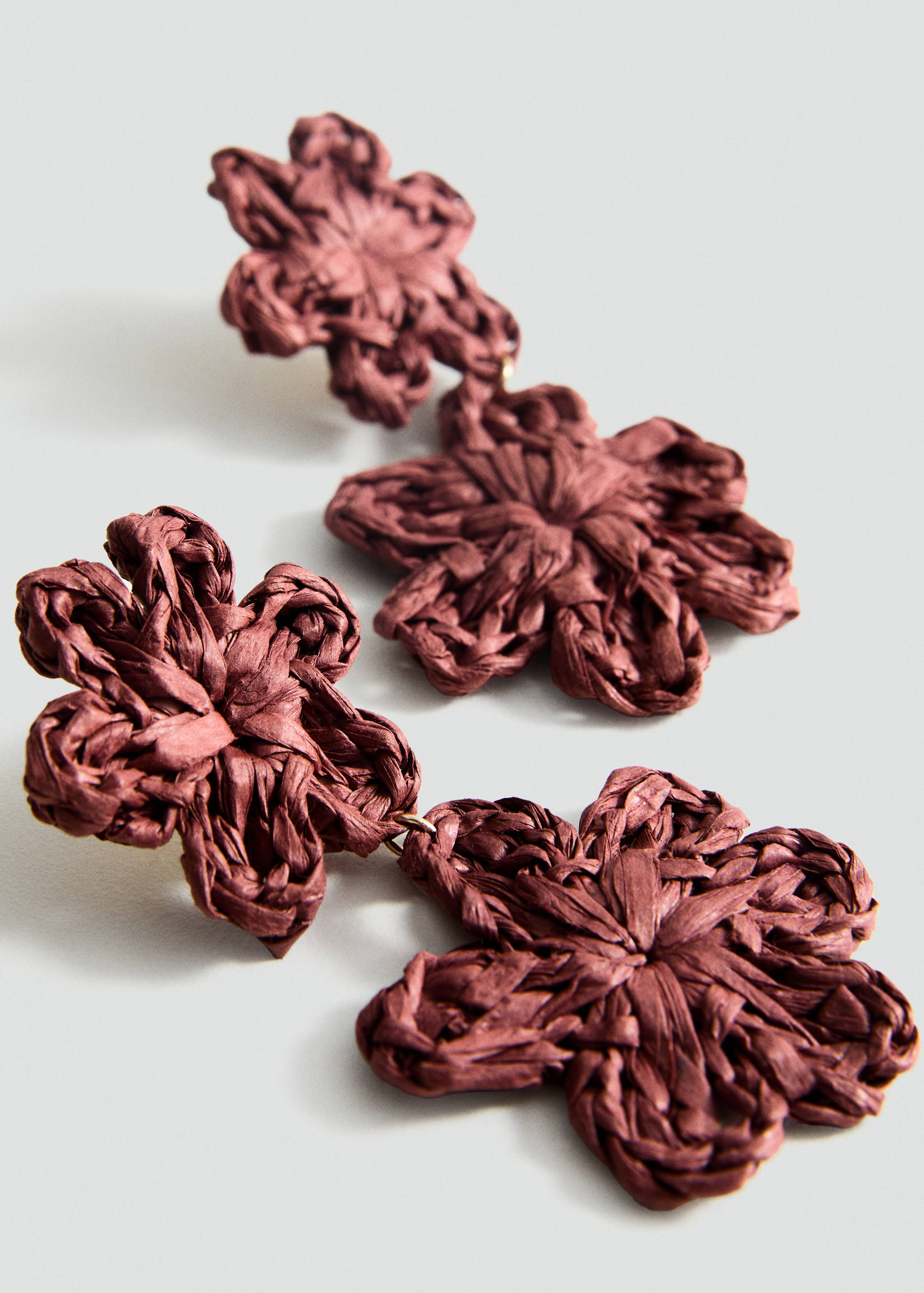 Flowers raffia earrings - Medium plane