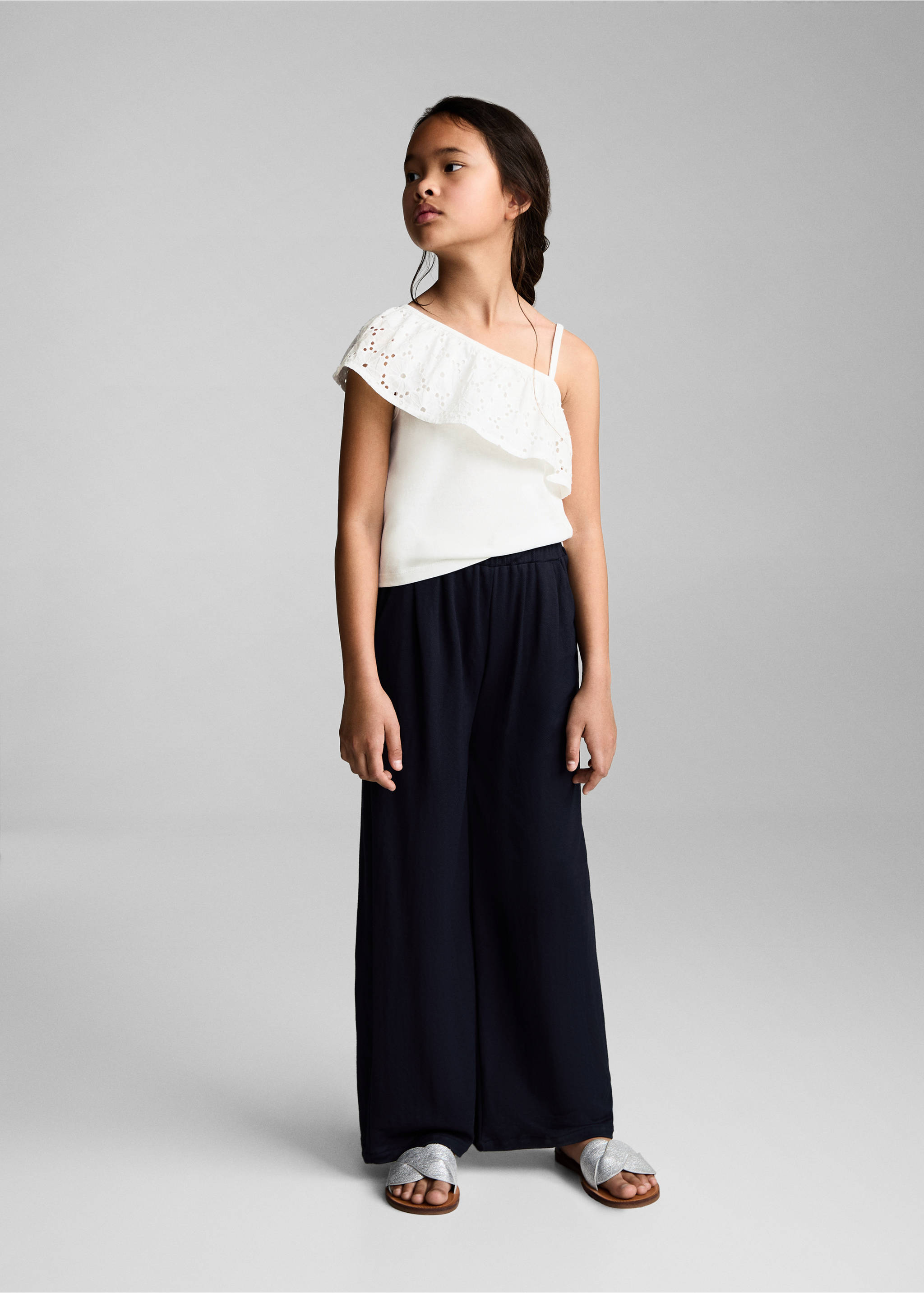 Ruffled asymmetric T-shirt - General plane, Off White. Ref: 87025961-00.