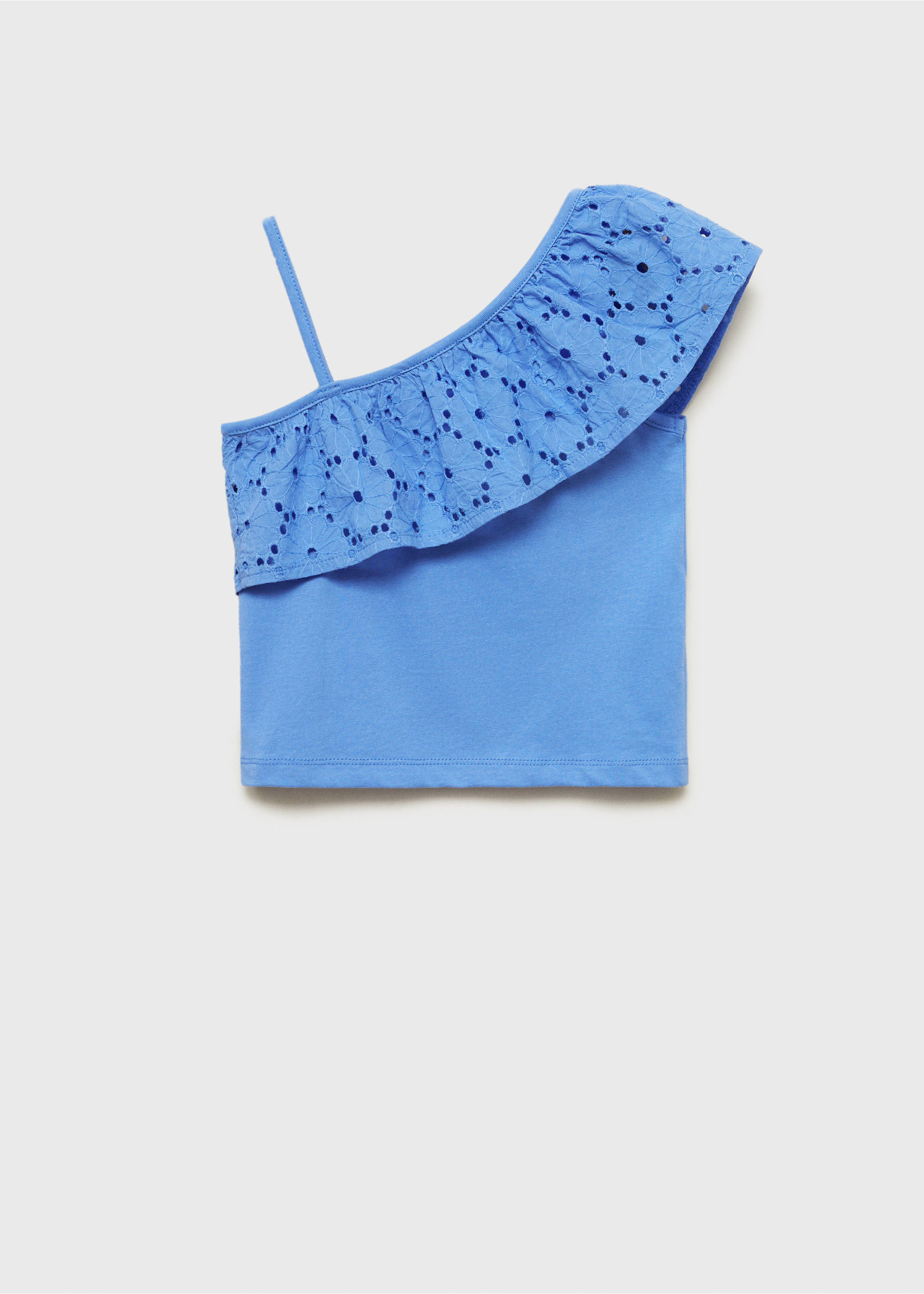 Ruffled asymmetric T-shirt - Reverse of the article, Vibrant blue. Ref: 87025961-00.