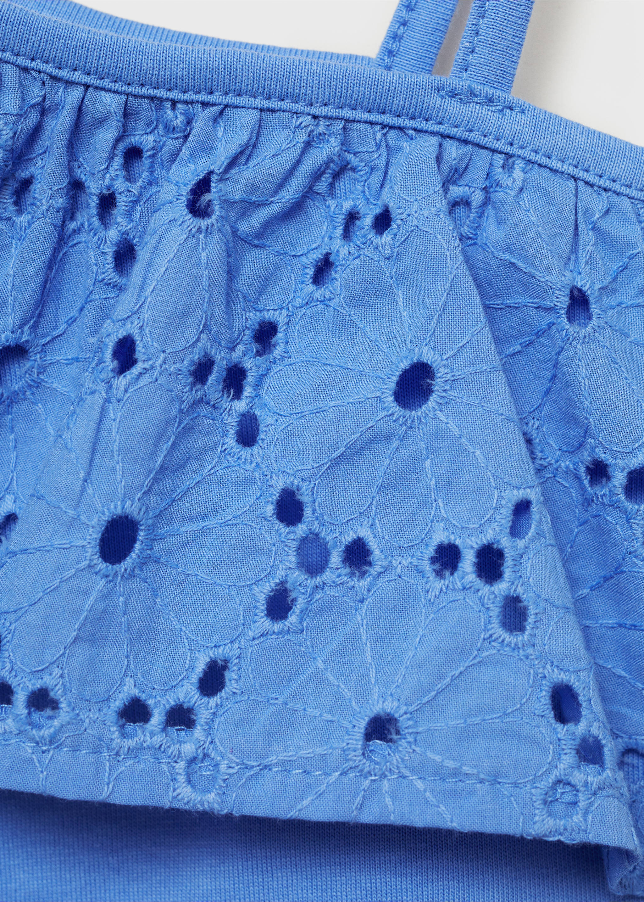 Ruffled asymmetric T-shirt - Details of the article 8, Vibrant blue. Ref: 87025961-00.