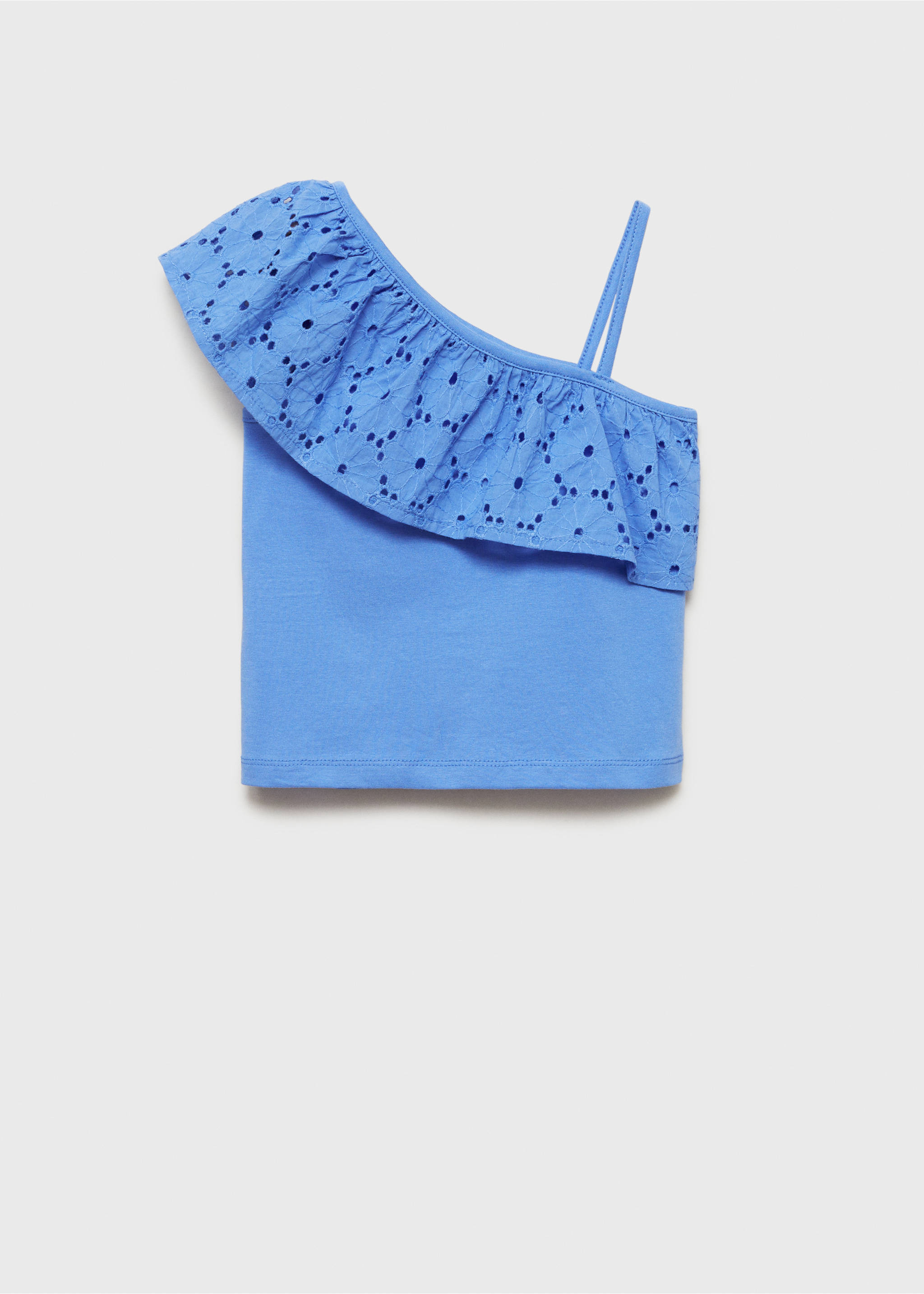 Ruffled asymmetric T-shirt - Article without model, Vibrant blue. Ref: 87025961-00.