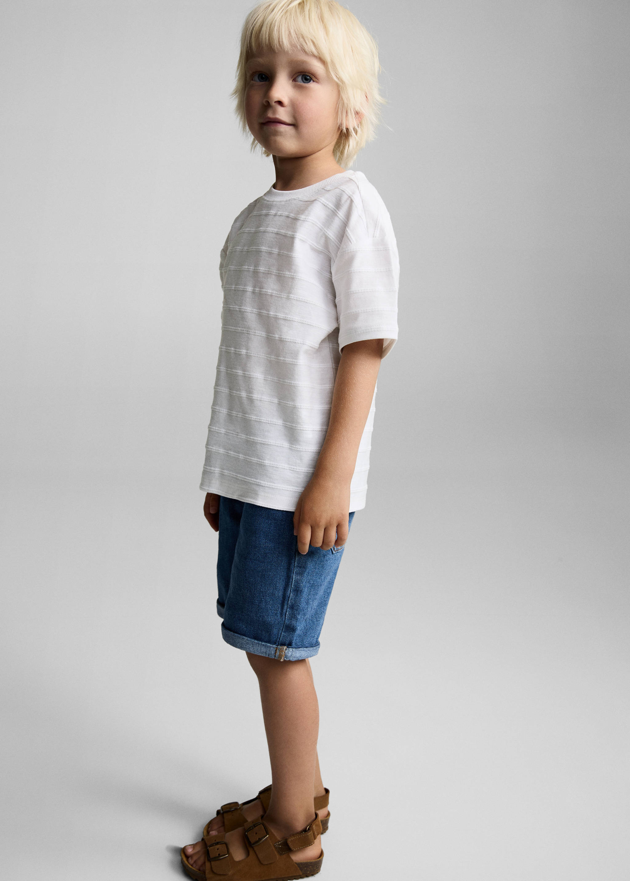 T-shirt coton rayures relief - Plan général