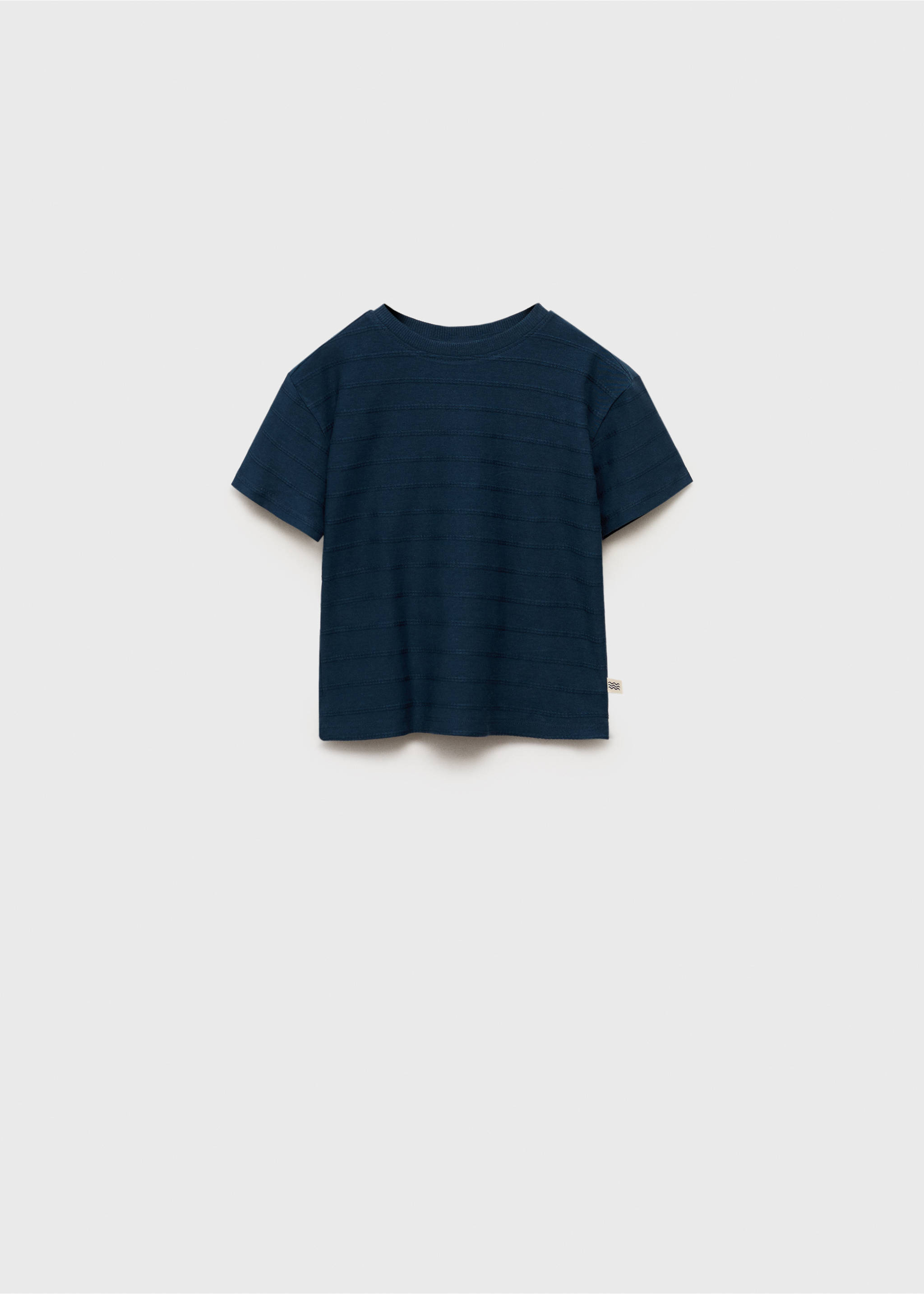 Embossed striped cotton T-shirt - Article without model, Dark Navy. Ref: 87025964-00.