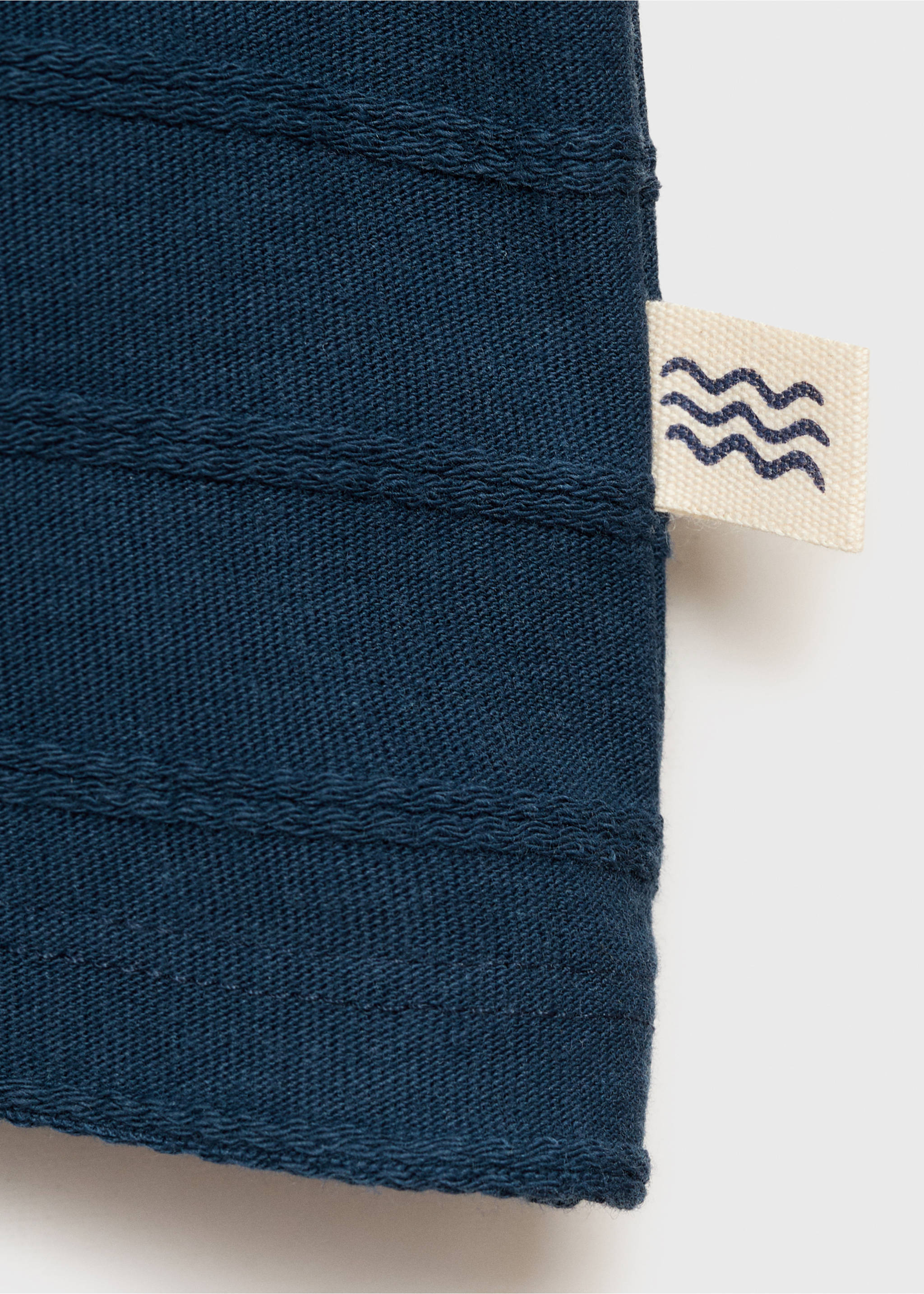 Embossed striped cotton T-shirt - Details of the article 8, Dark Navy. Ref: 87025964-00.