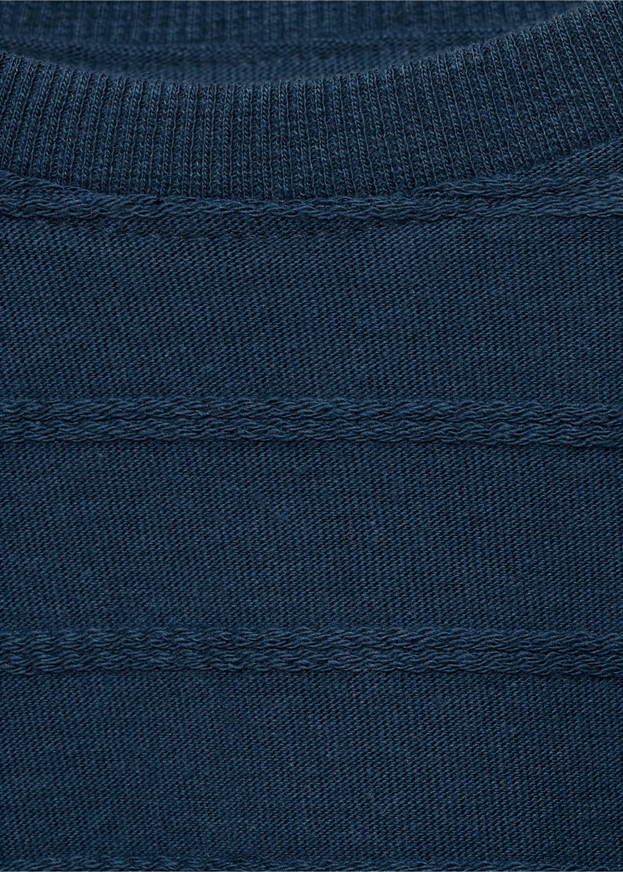 Embossed striped cotton T-shirt - Details of the article 0, Dark Navy. Ref: 87025964-00.