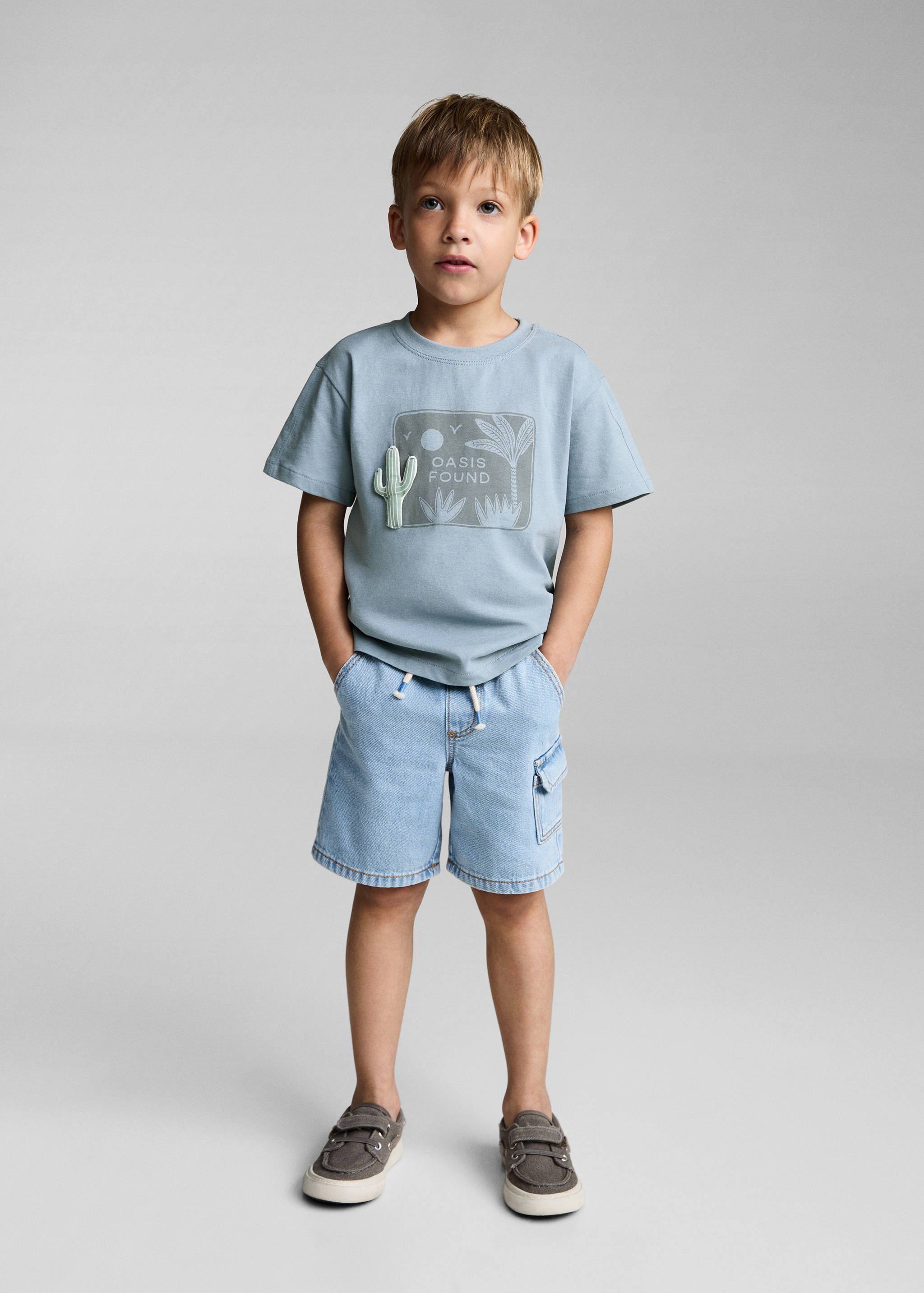 Camiseta algodón dibujo relieve - Plano general